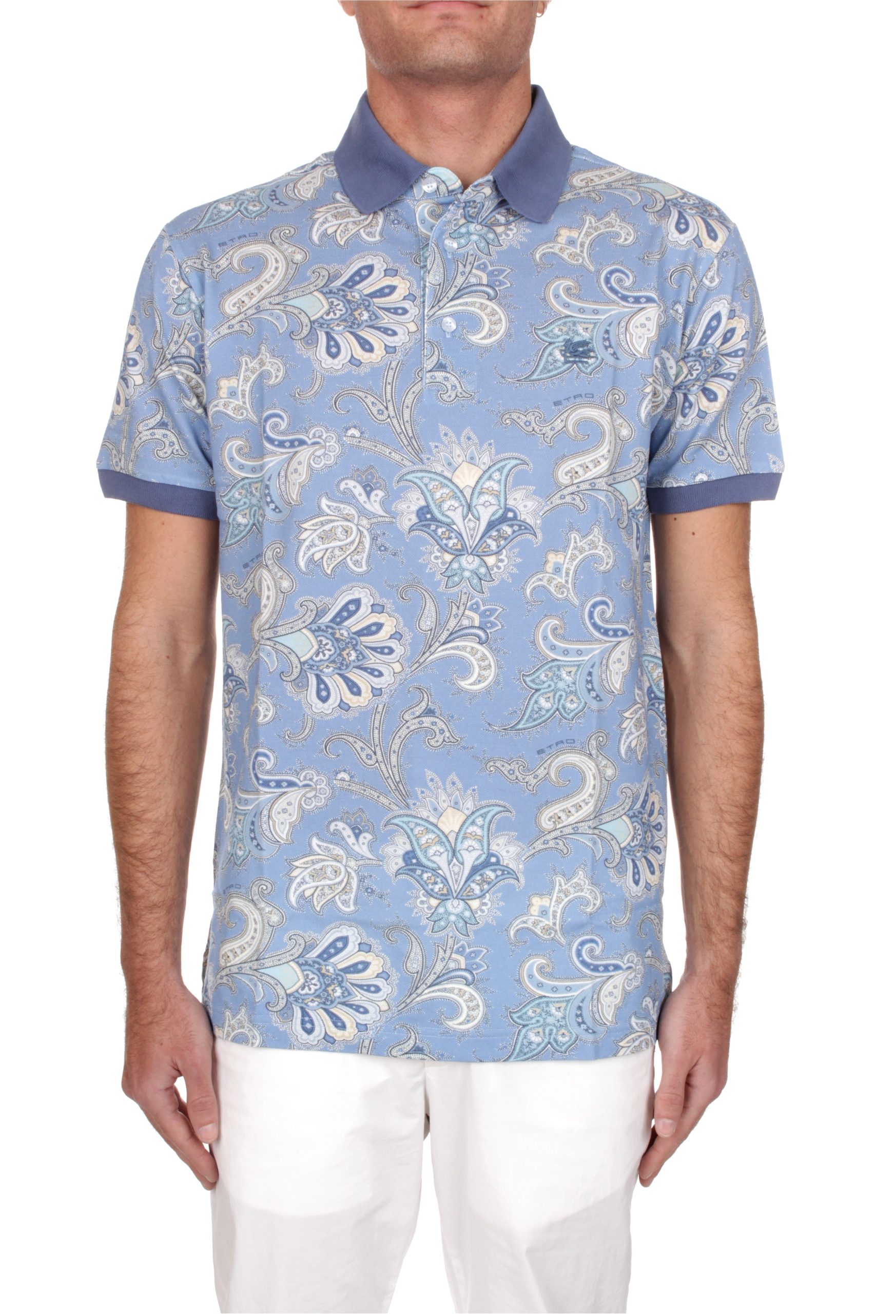 POLO MANICHE CORTE ETRO ROMA CELESTE X0880