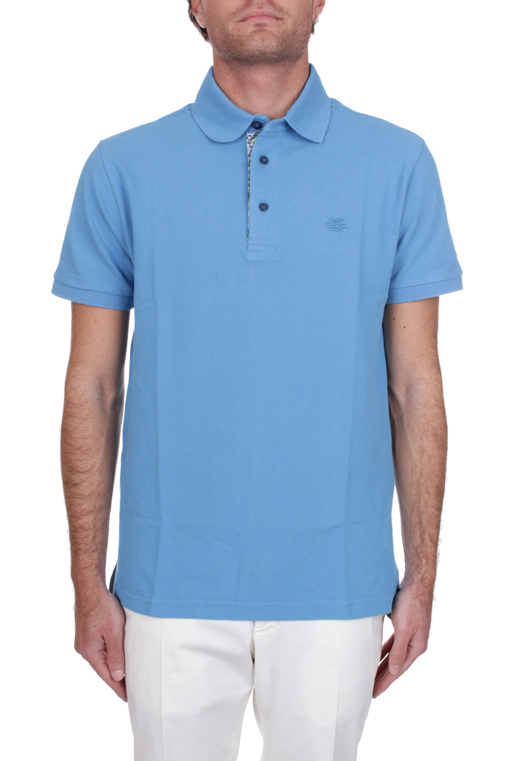 POLO MANICHE CORTE ETRO ROMA CELESTE B3911