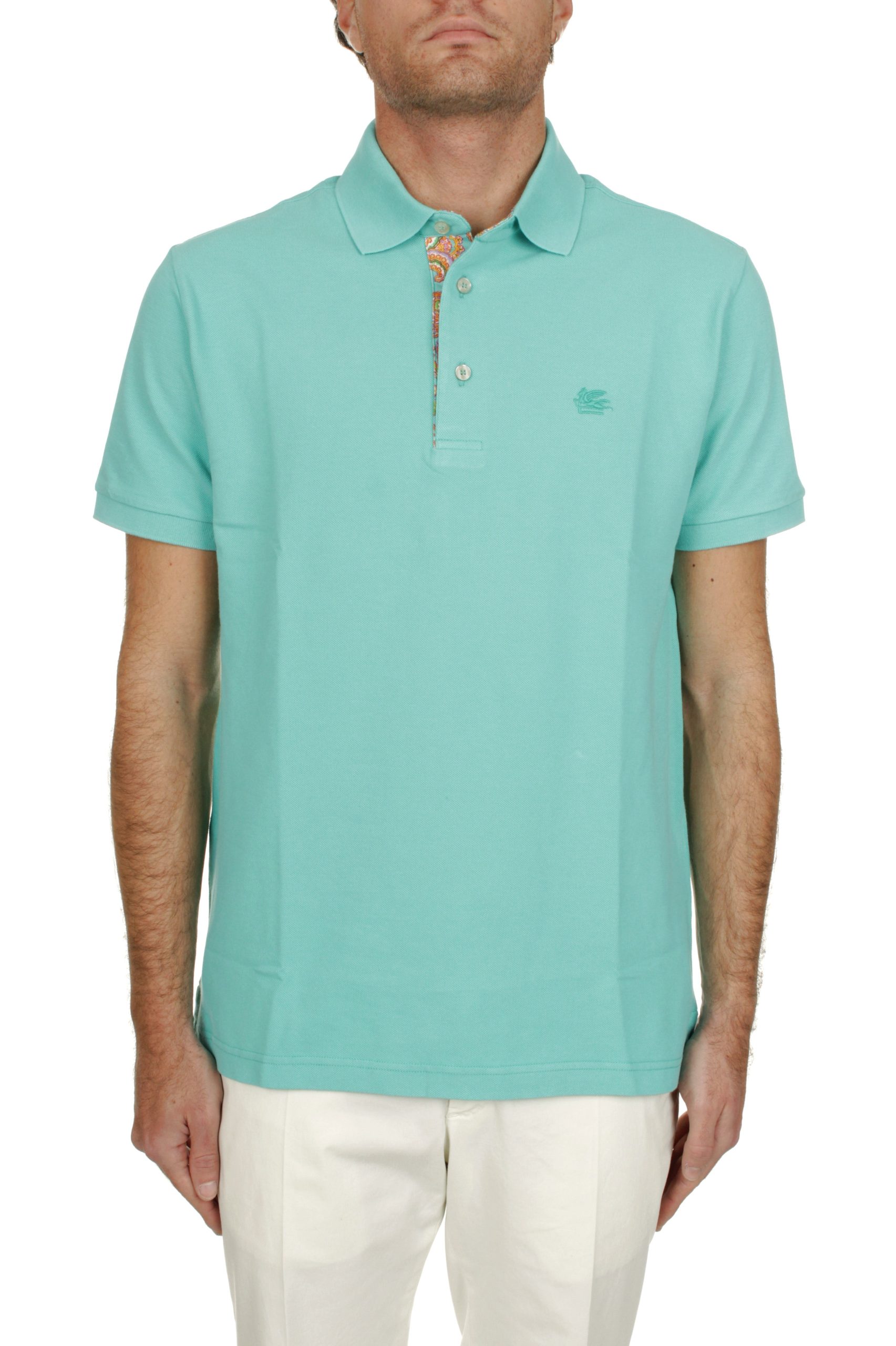 POLO MANICHE CORTE ETRO ROMA VERDE ACQUA V0192