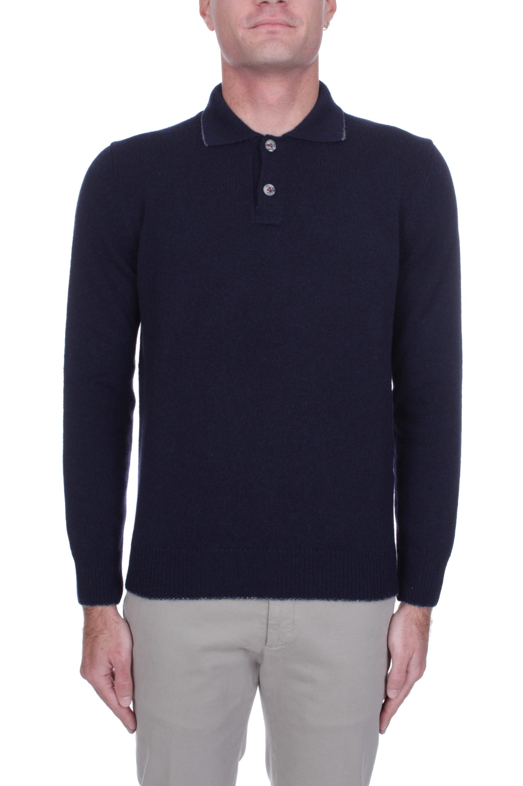 POLO MANICHE LUNGHE IN MAGLIA H953 IMPUNTURA NAVY 90