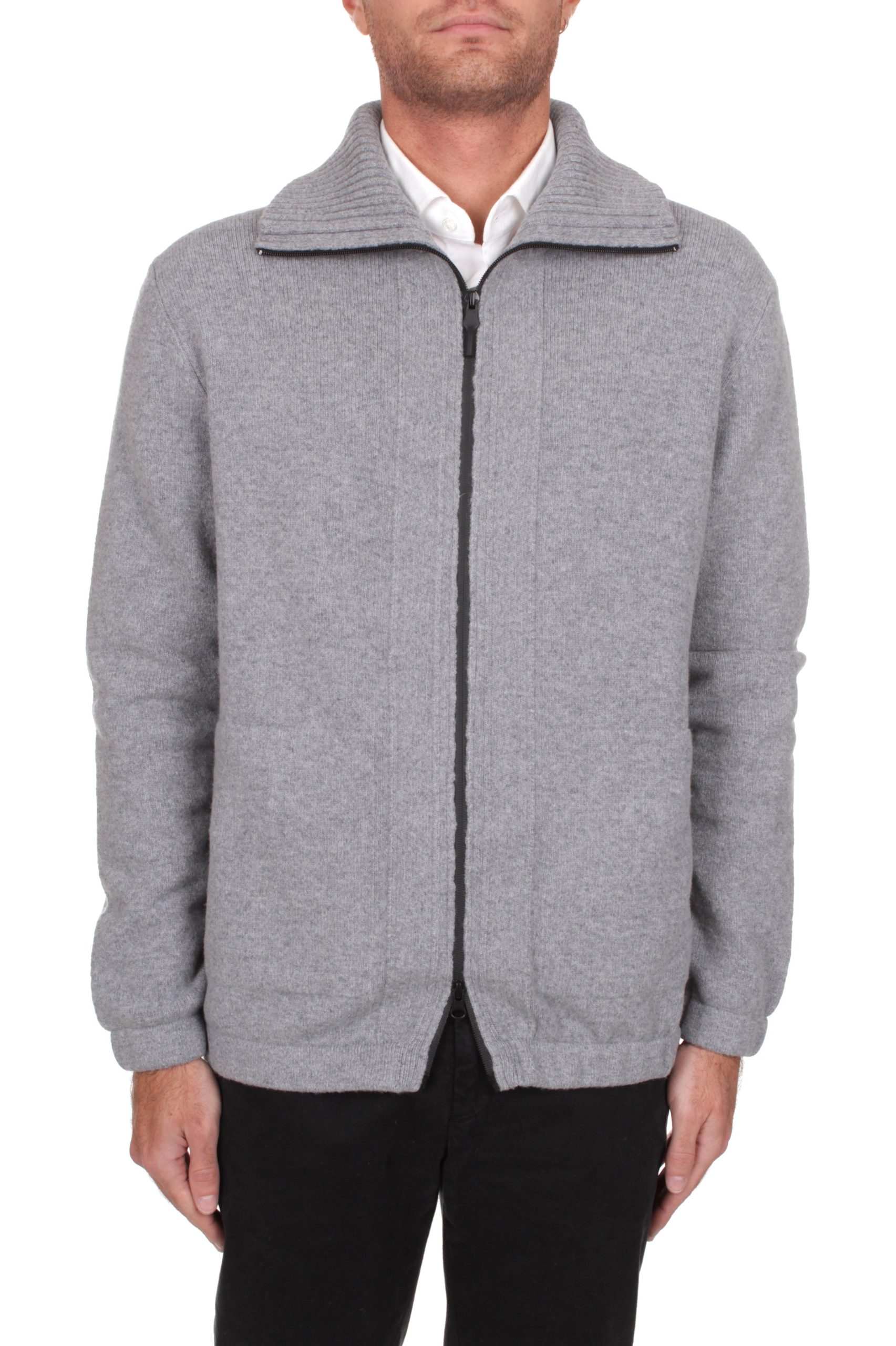 MAGLIA CON ZIP ALPHA STUDIO GRIGIO MEDIO 1091