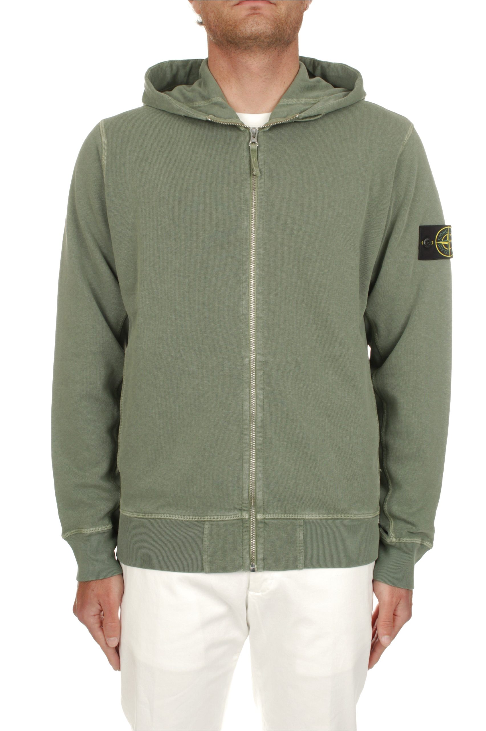 FELPA CON CAPPUCCIO E ZIP STONE ISLAND MUSCHIO V0159