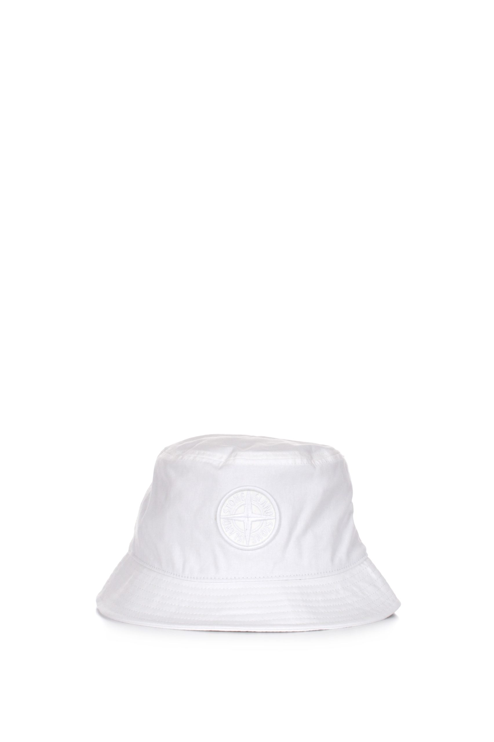 CAPPELLO BUCKET STONE ISLAND BIANCO V0001