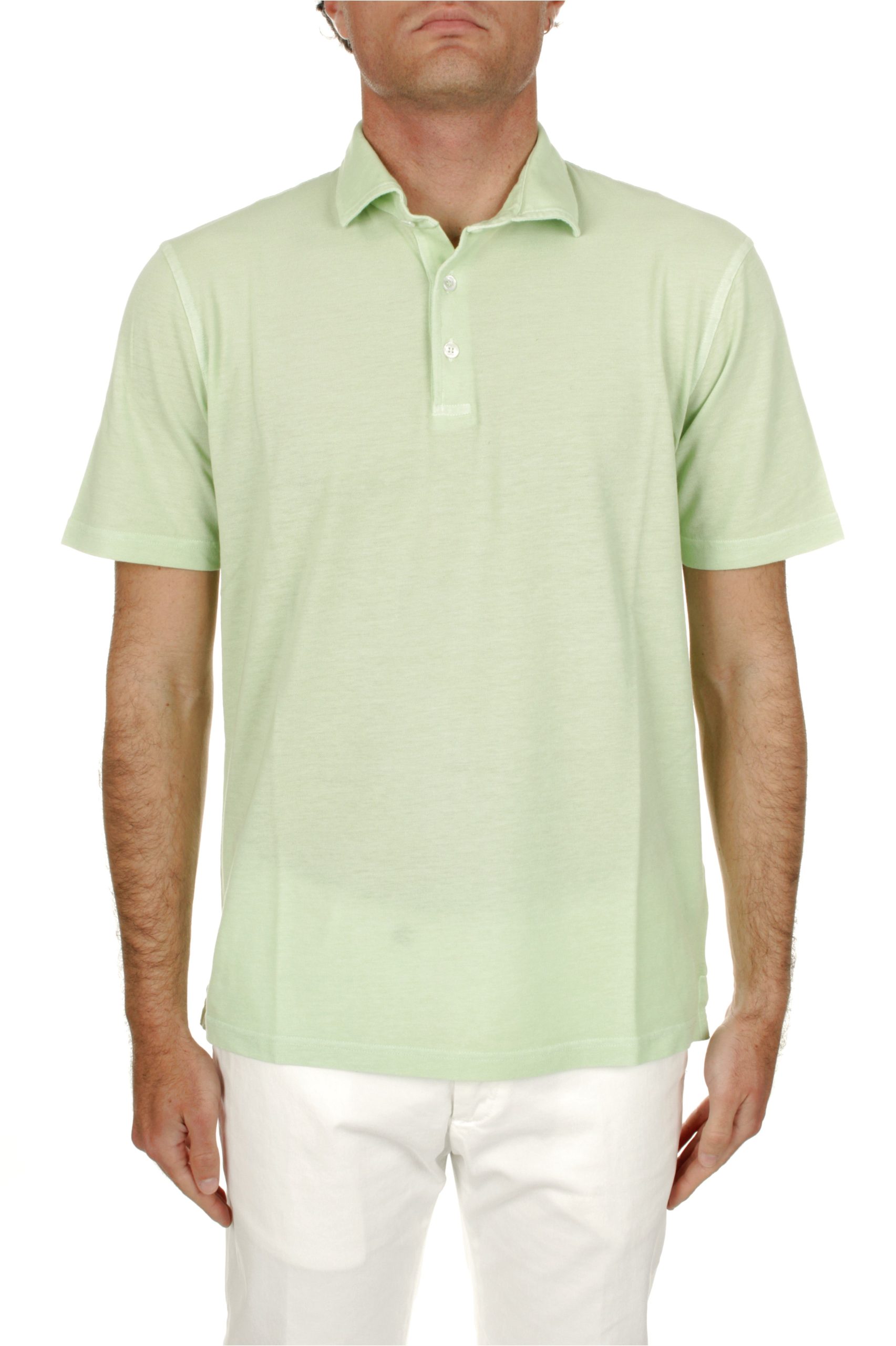 POLO MANICHE CORTE FEDELI CASHMERE ZERO VERDE CHIARO 48