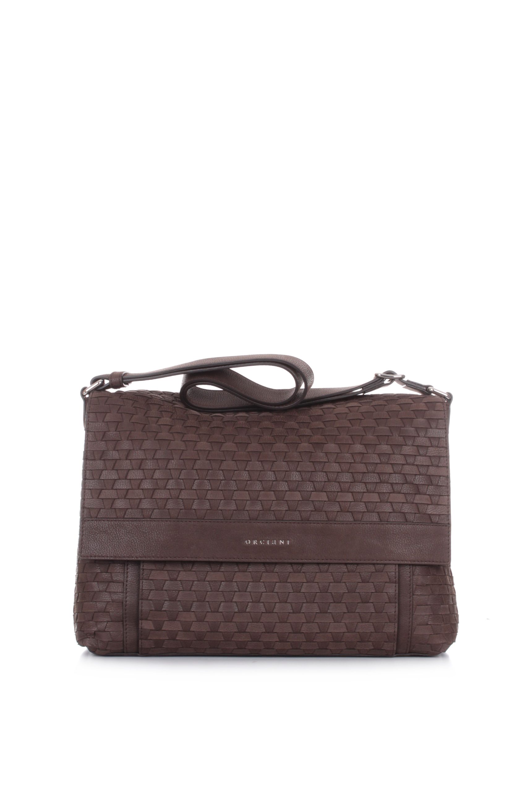 BORSA MESSENGER ORCIANI CHEVRETTE WOVEN TESTA DI MORO
