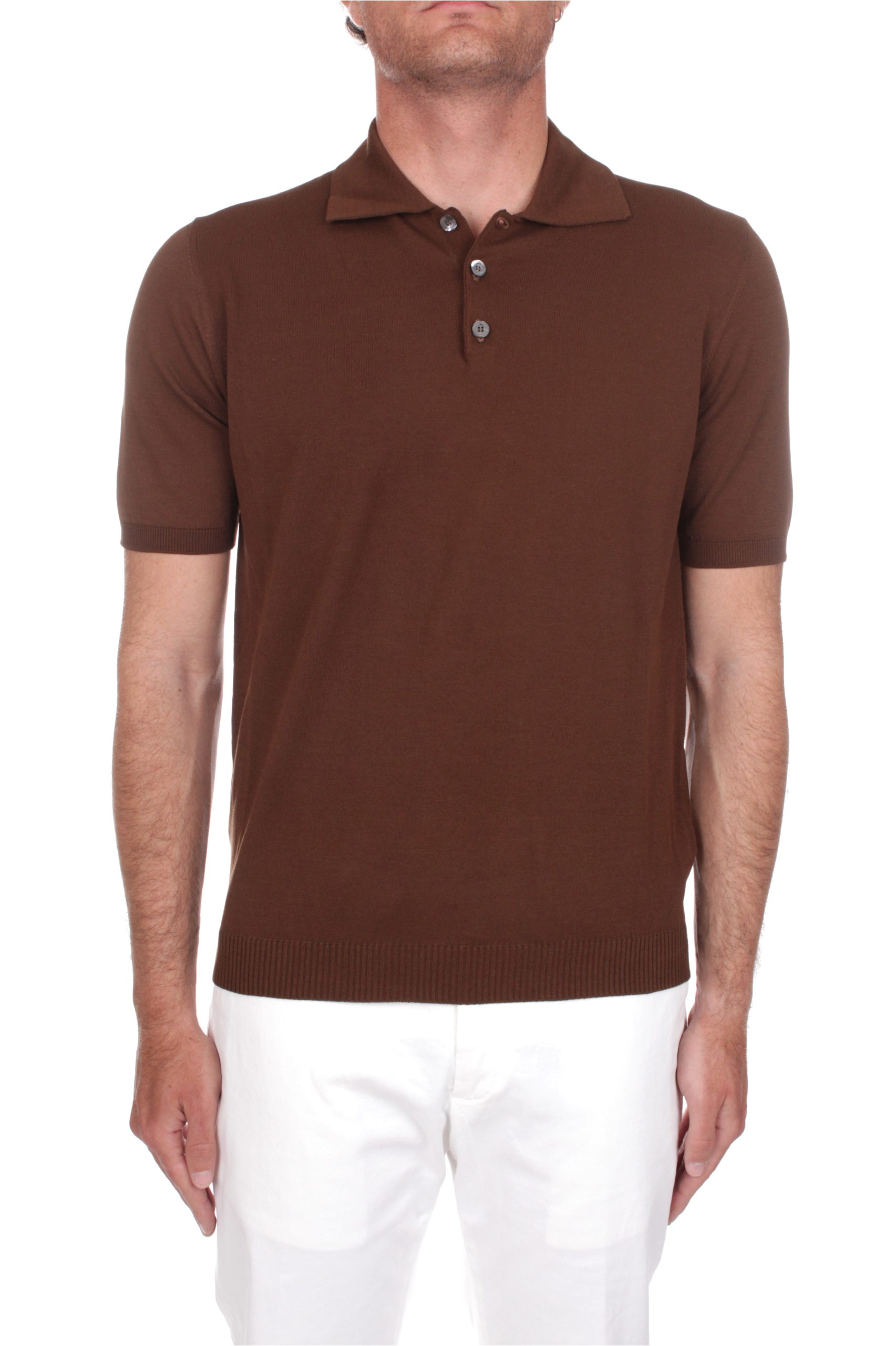 POLO MANICHE CORTE ALPHA STUDIO CREPE MORO 1013