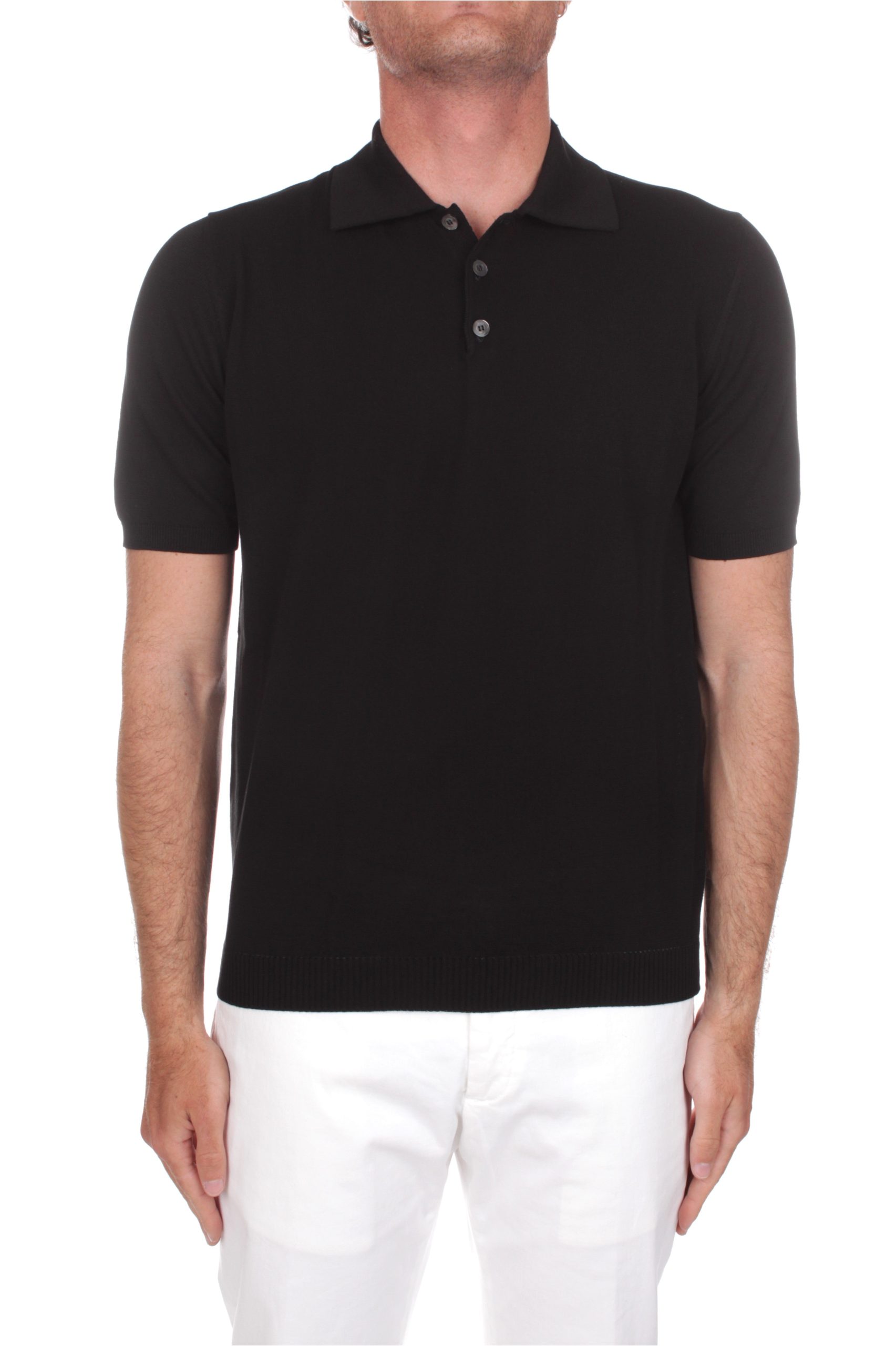 POLO MANICHE CORTE ALPHA STUDIO CREPE NERO 1002