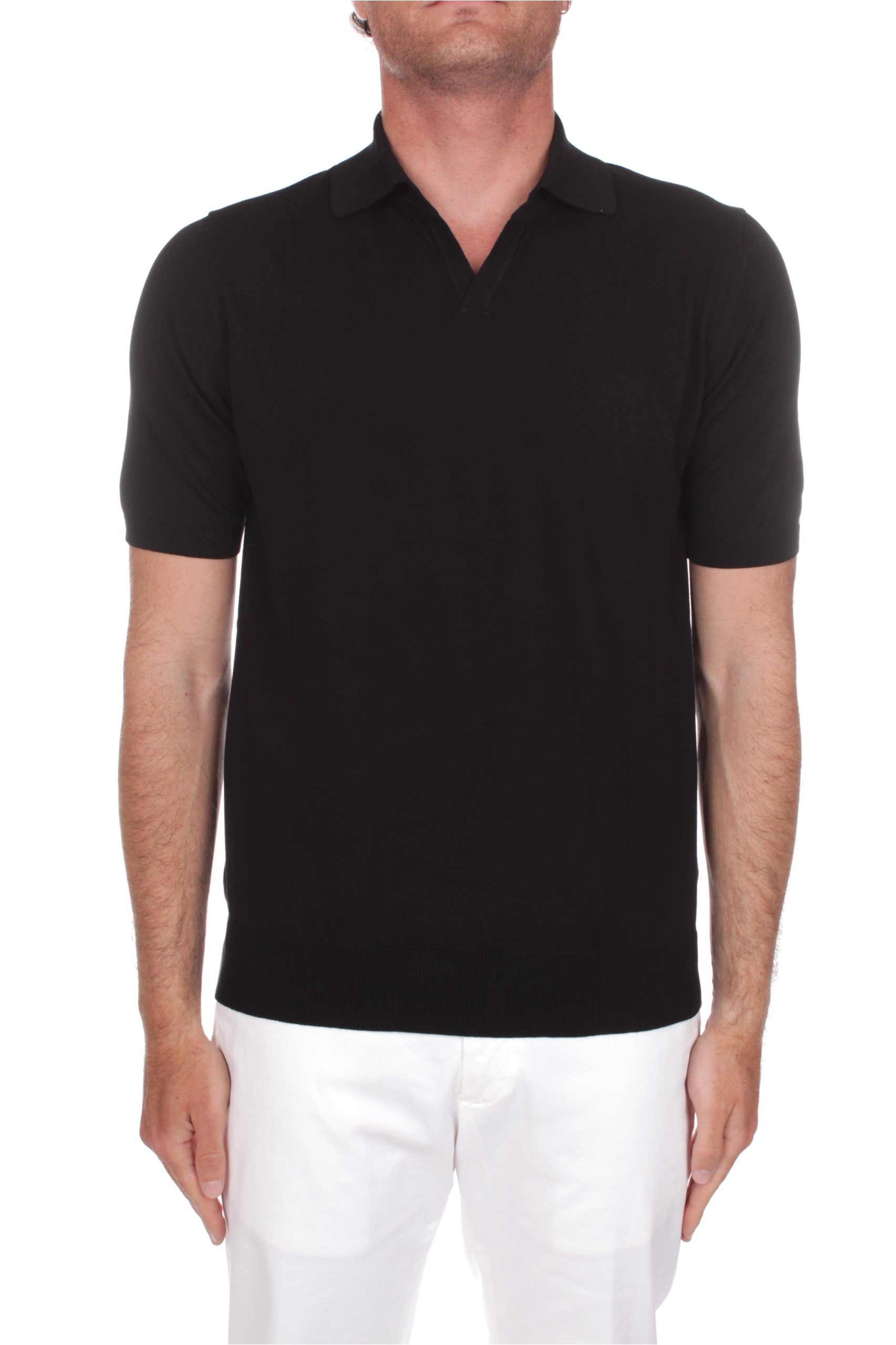 POLO MANICHE CORTE ALPHA STUDIO CREPE NERO 1002