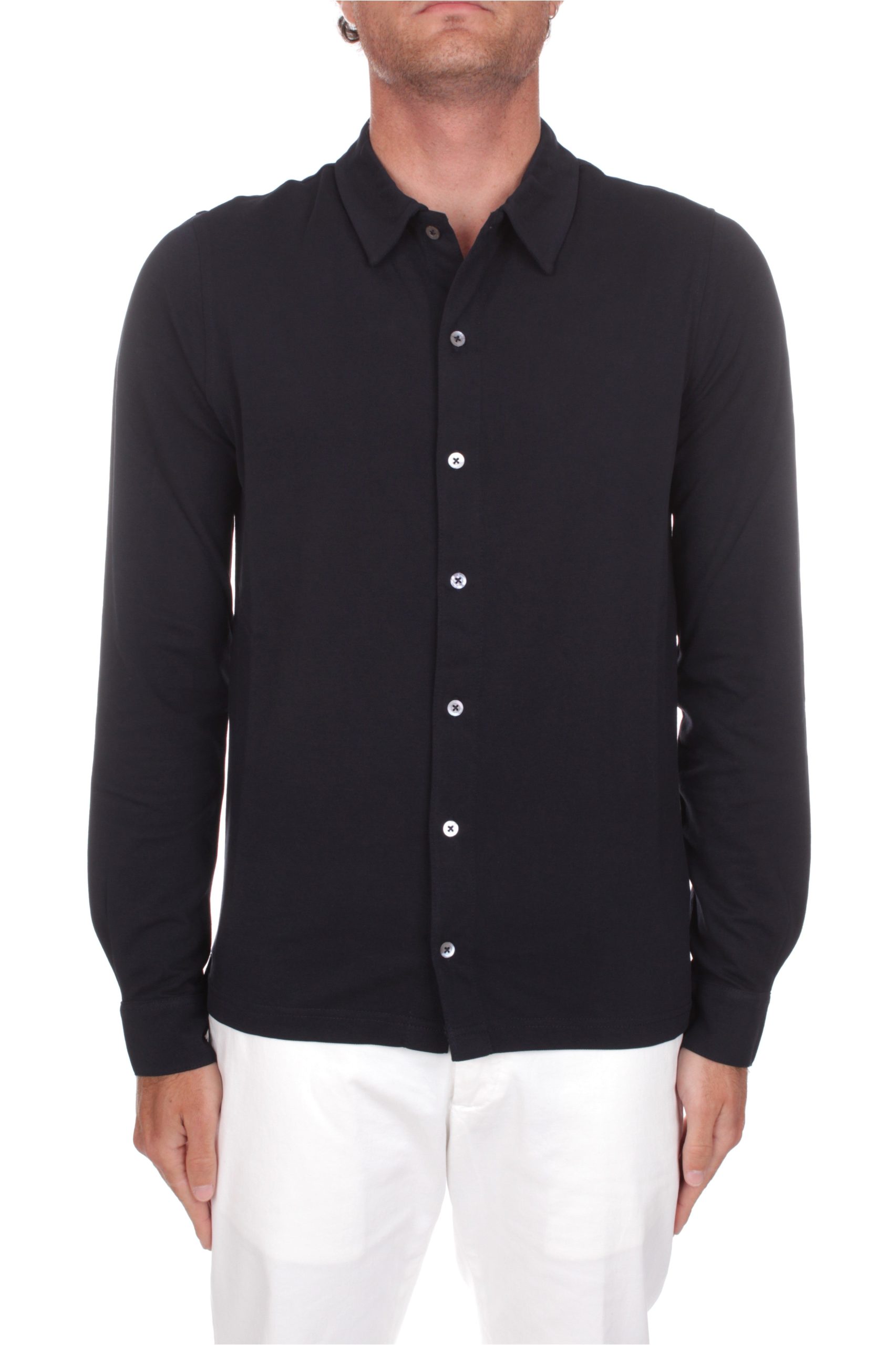 POLO CAMICIA MANICHE LUNGHE ALPHA STUDIO PIQUET BLU NOTTE 1001