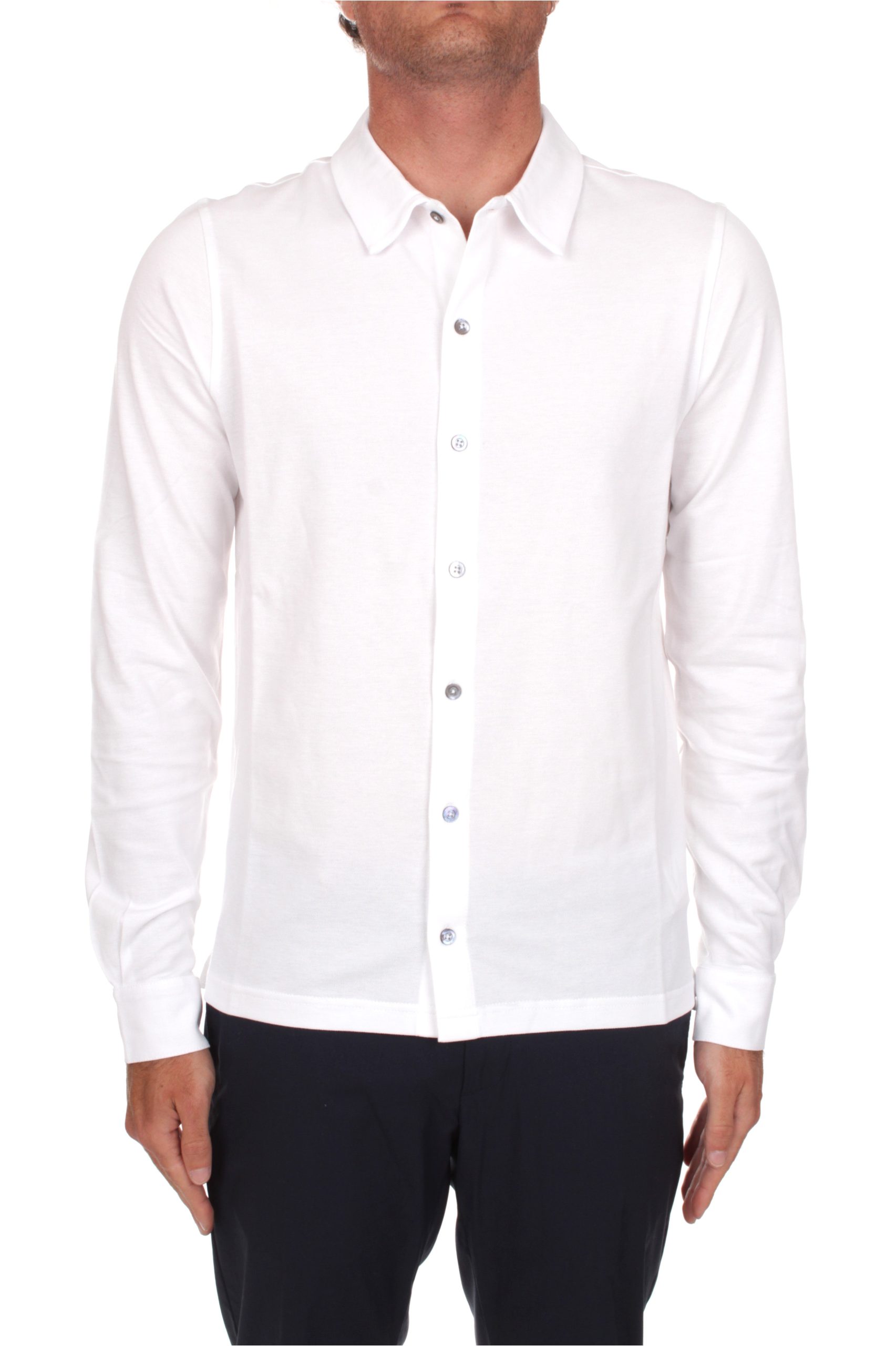 POLO CAMICIA MANICHE LUNGHE ALPHA STUDIO PIQUET BIANCO 1000