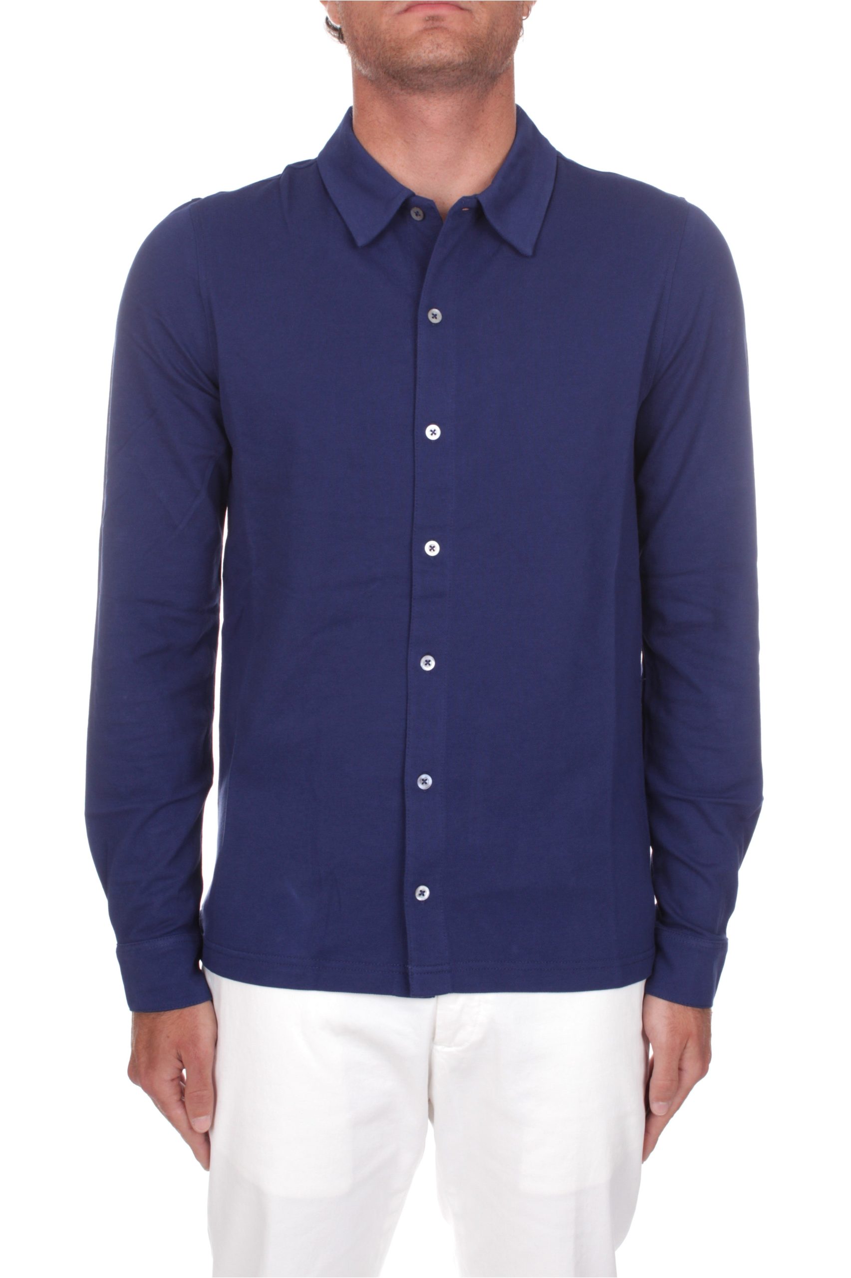 POLO CAMICIA MANICHE LUNGHE ALPHA STUDIO PIQUET INDACO 1007