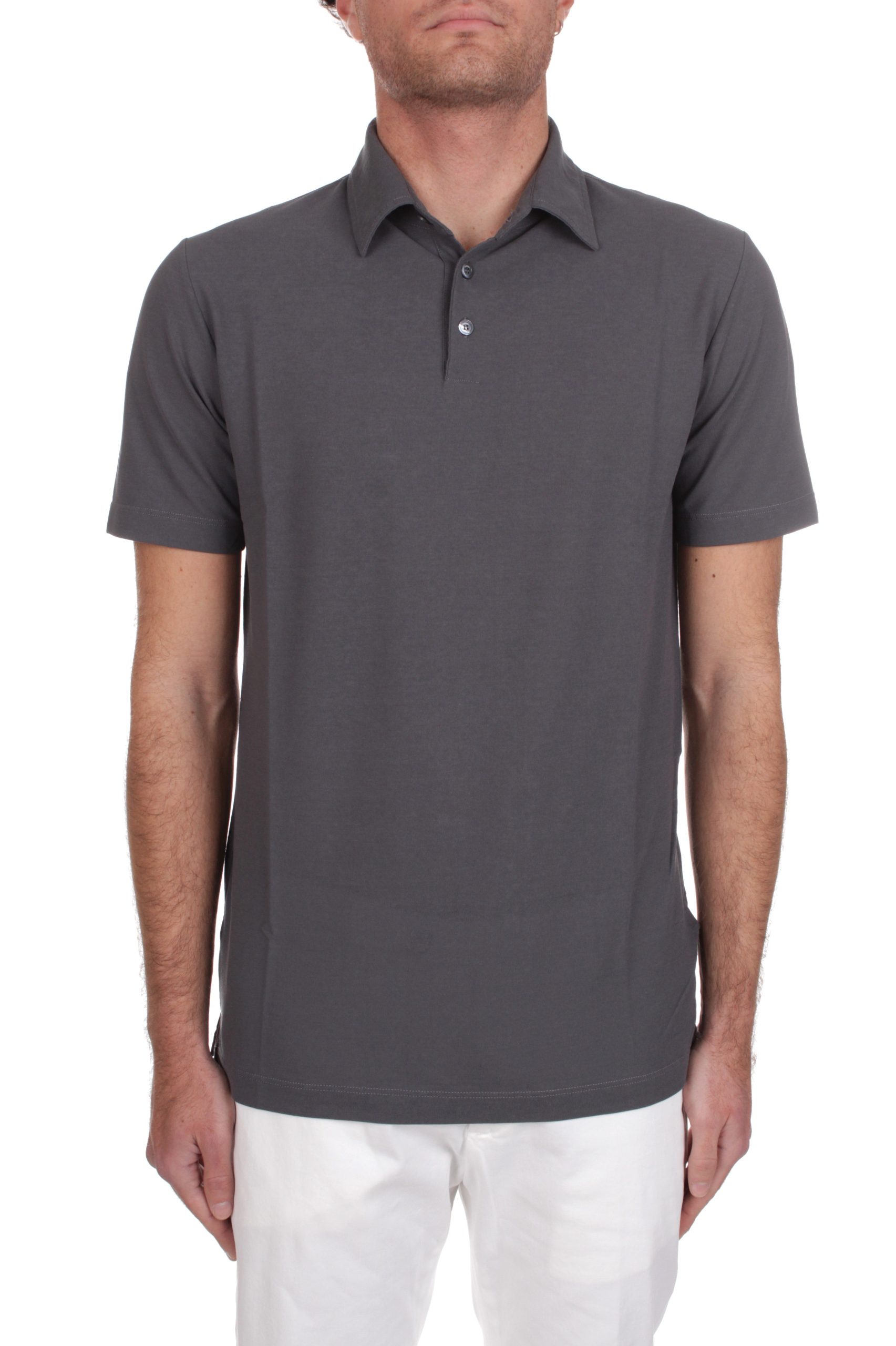 POLO MANICHE CORTE ZANONE ICE COTTON ASFALTO Z0914