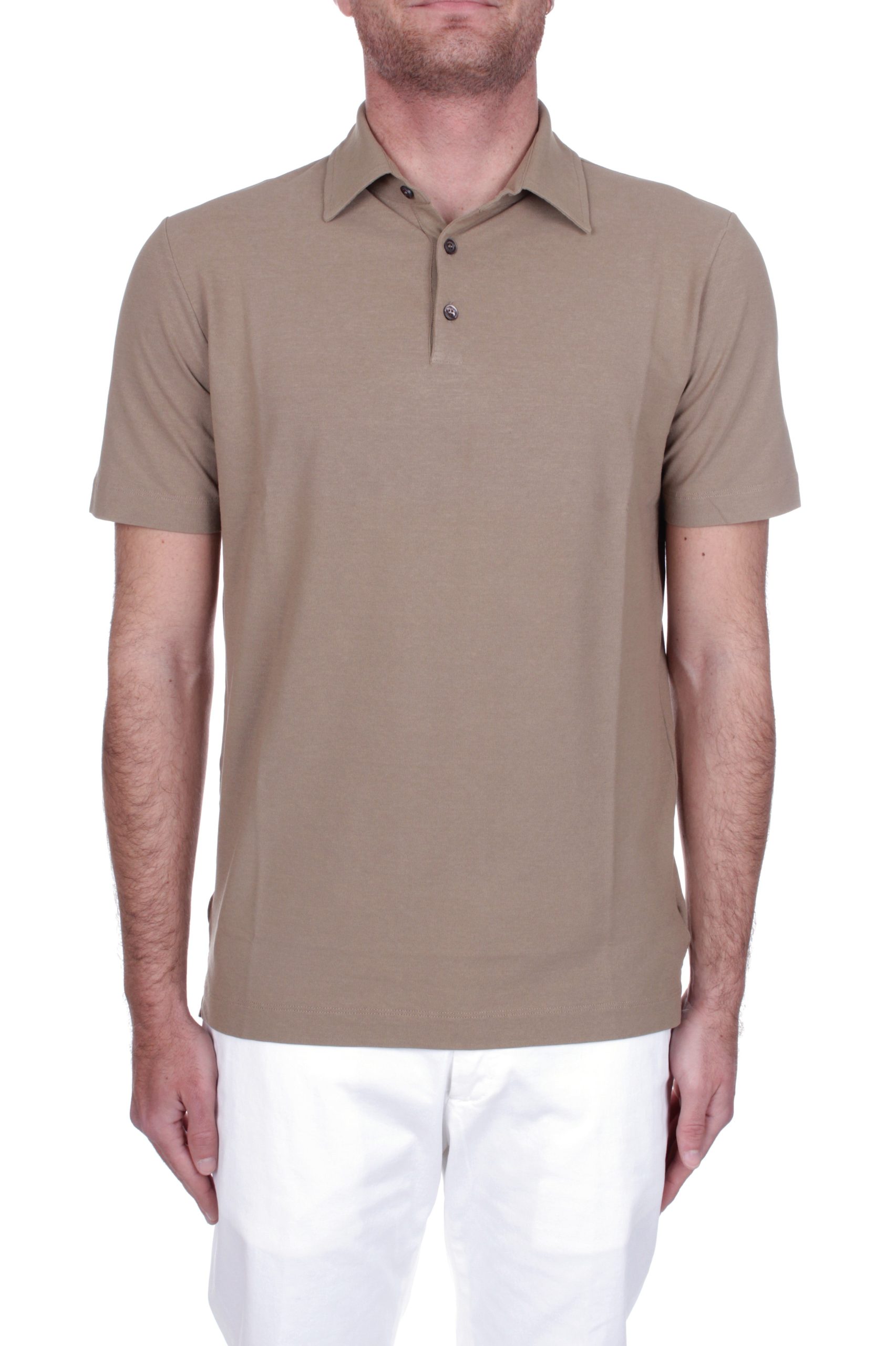 POLO MANICHE CORTE ZANONE ICE COTTON BEIGE Z1904