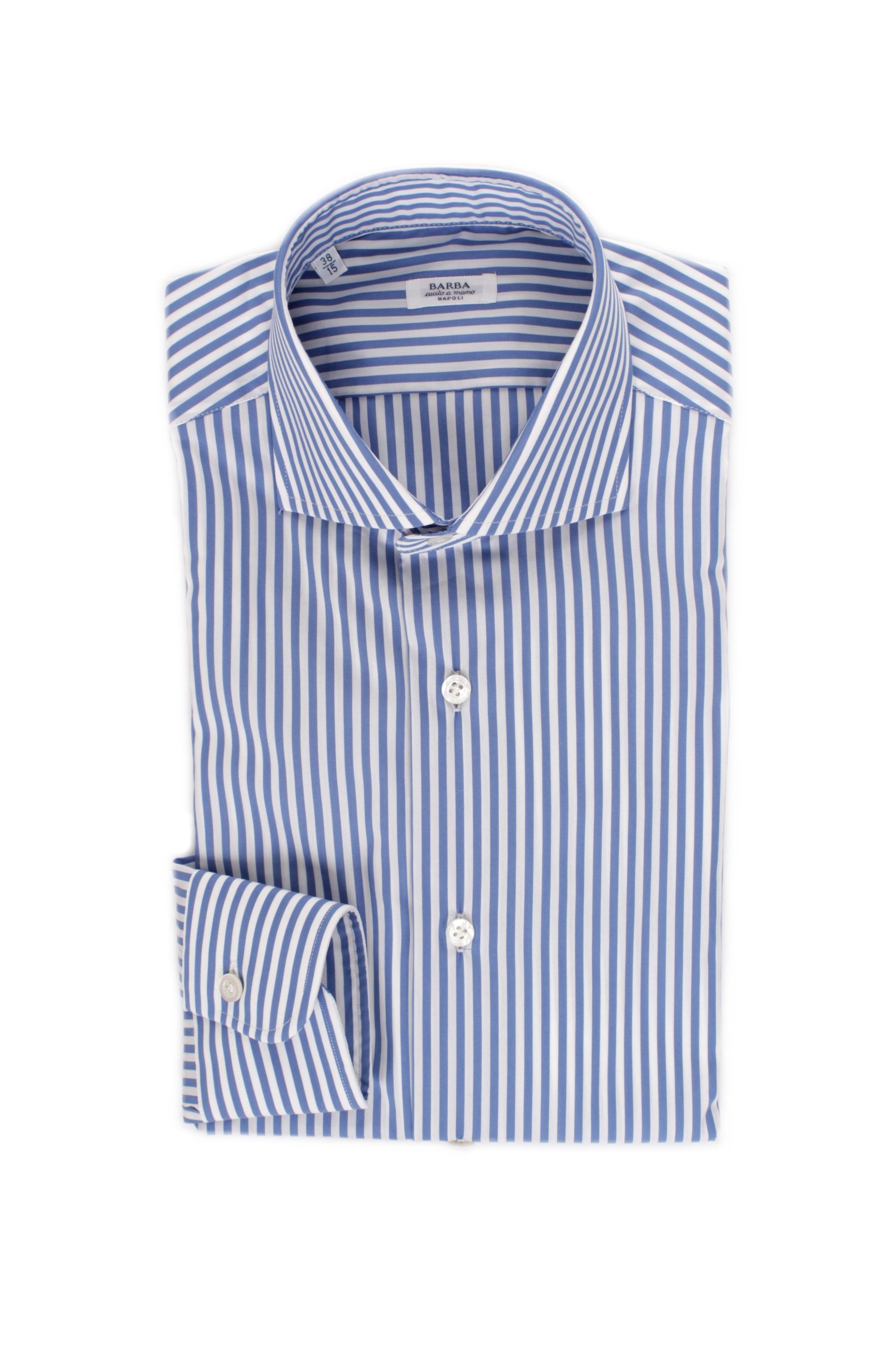 CAMICIA COLLO FRANCESE BARBA RIGHE BIANCO CELESTE 2