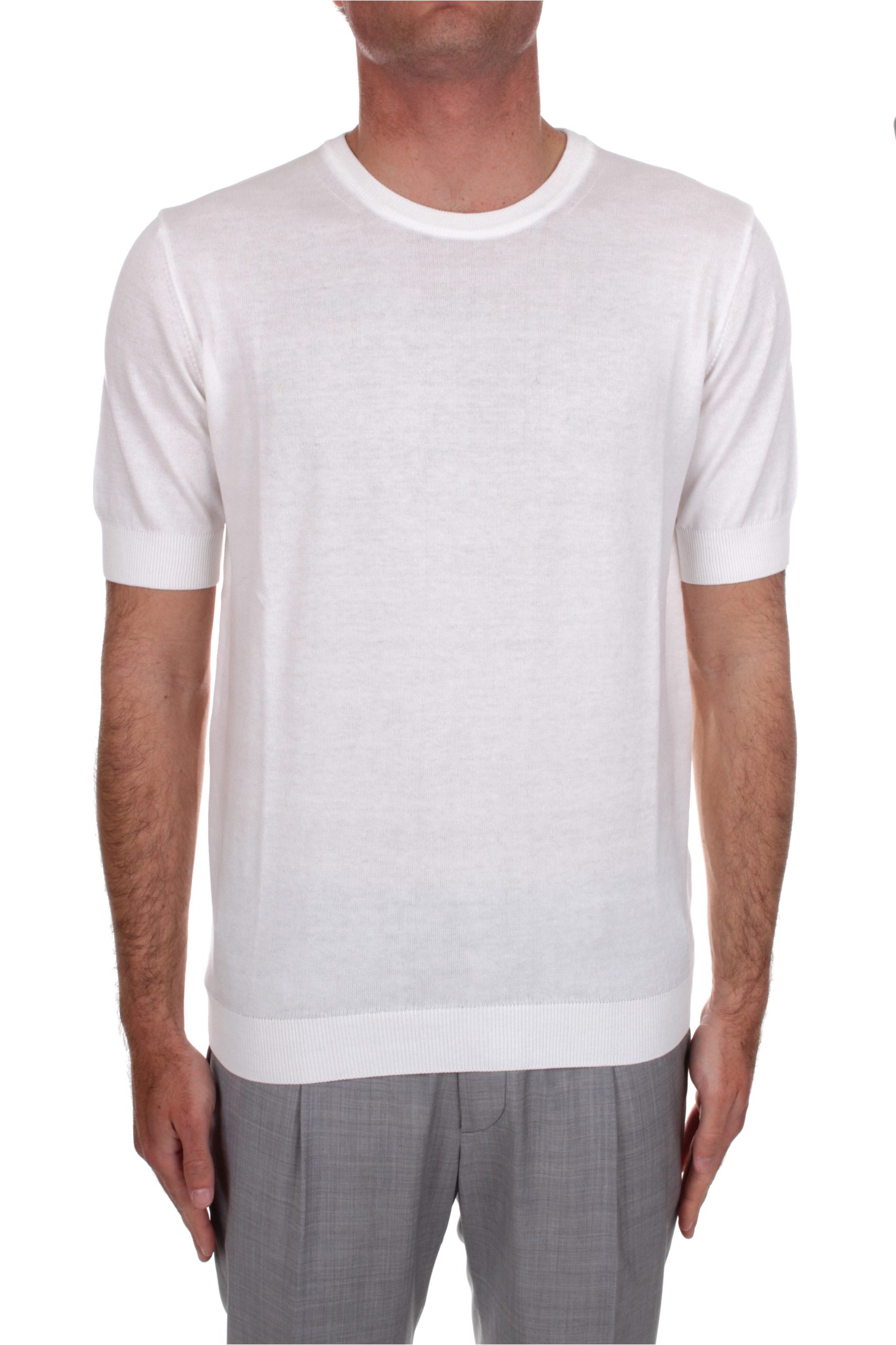 T-SHIRT MANICHE CORTE IN MAGLIA H953 OFF WHITE 2