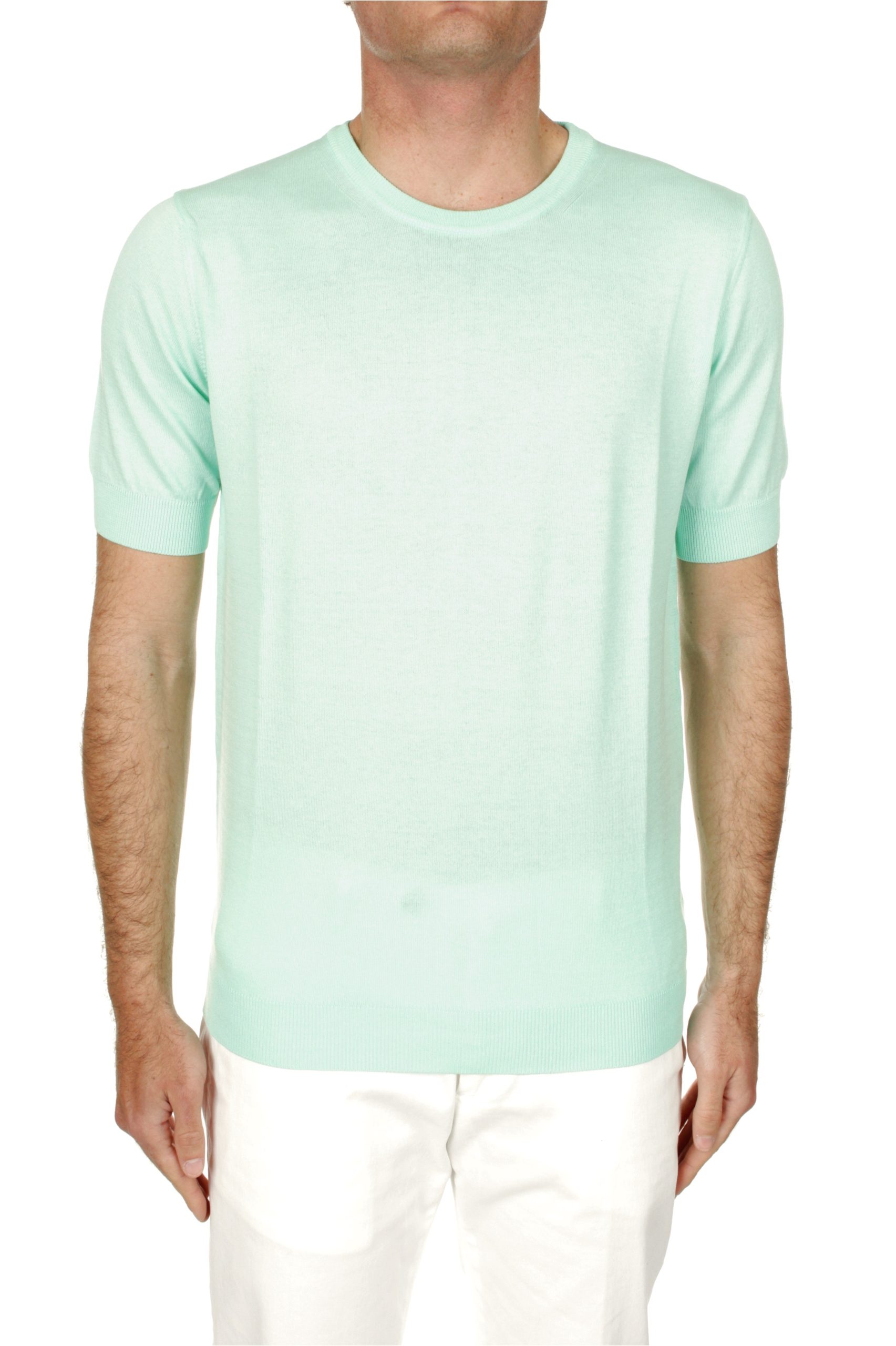 T-SHIRT MANICHE CORTE IN MAGLIA H953 VERDE ACQUA 20