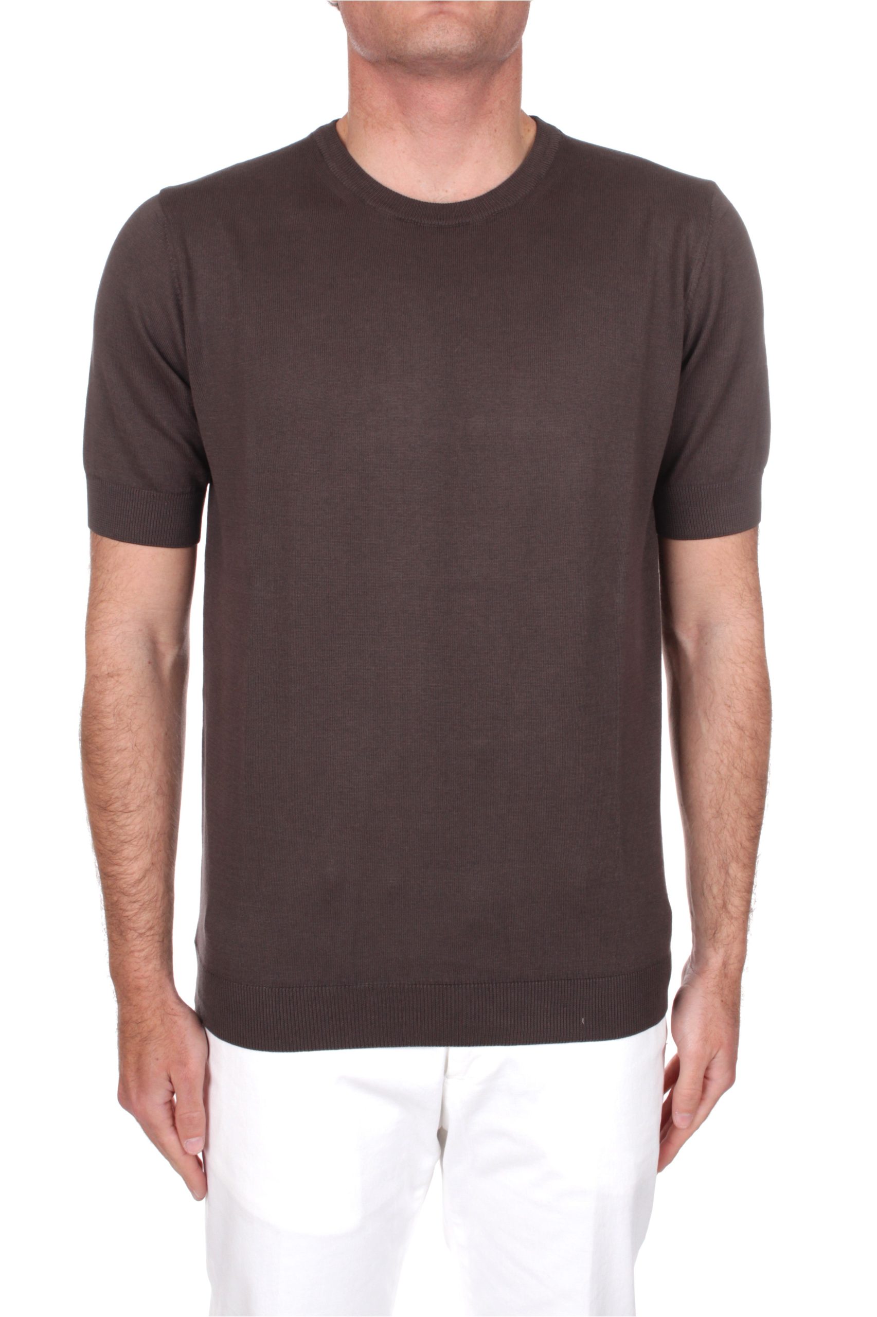 T-SHIRT MANICHE CORTE IN MAGLIA H953 FONDENTE 16