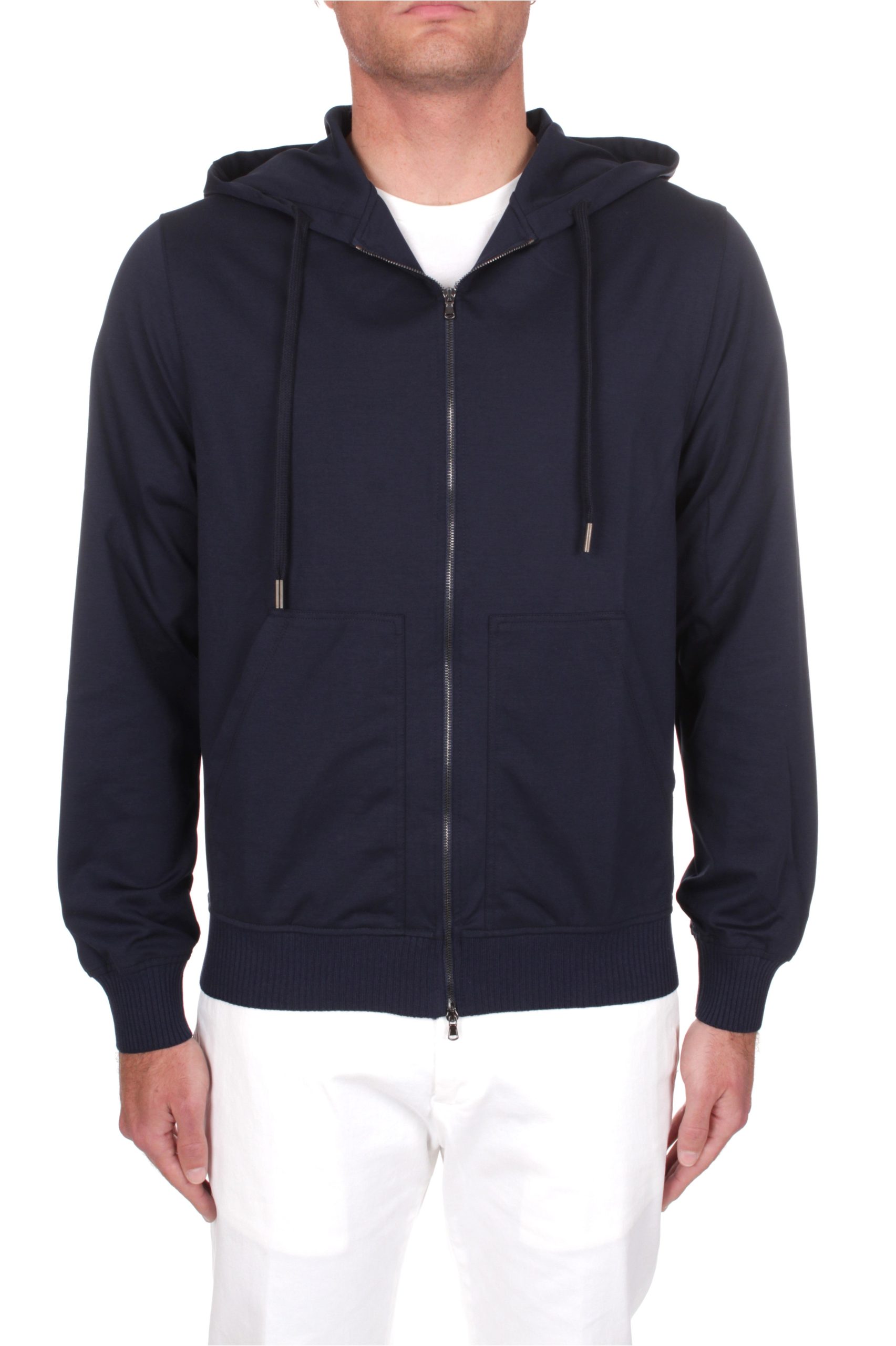 FELPA CON CAPPUCCIO E ZIP H953 NAVY 90