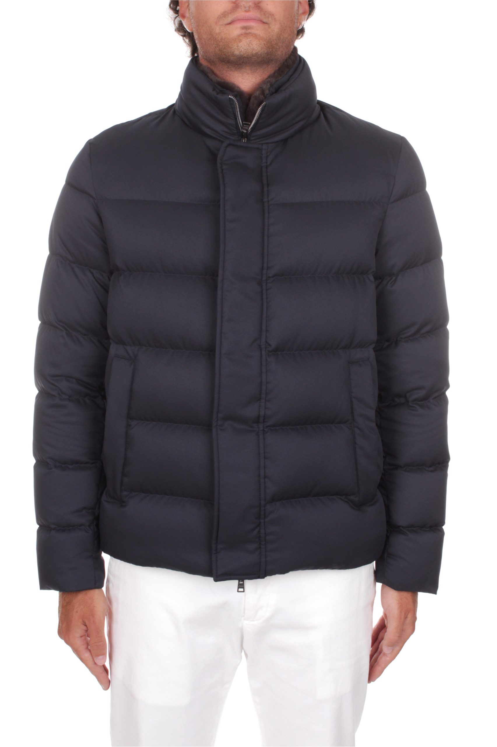 PIUMINO CON COLLO IN PELLICCIA HERNO ARENDELLE BLU 9200