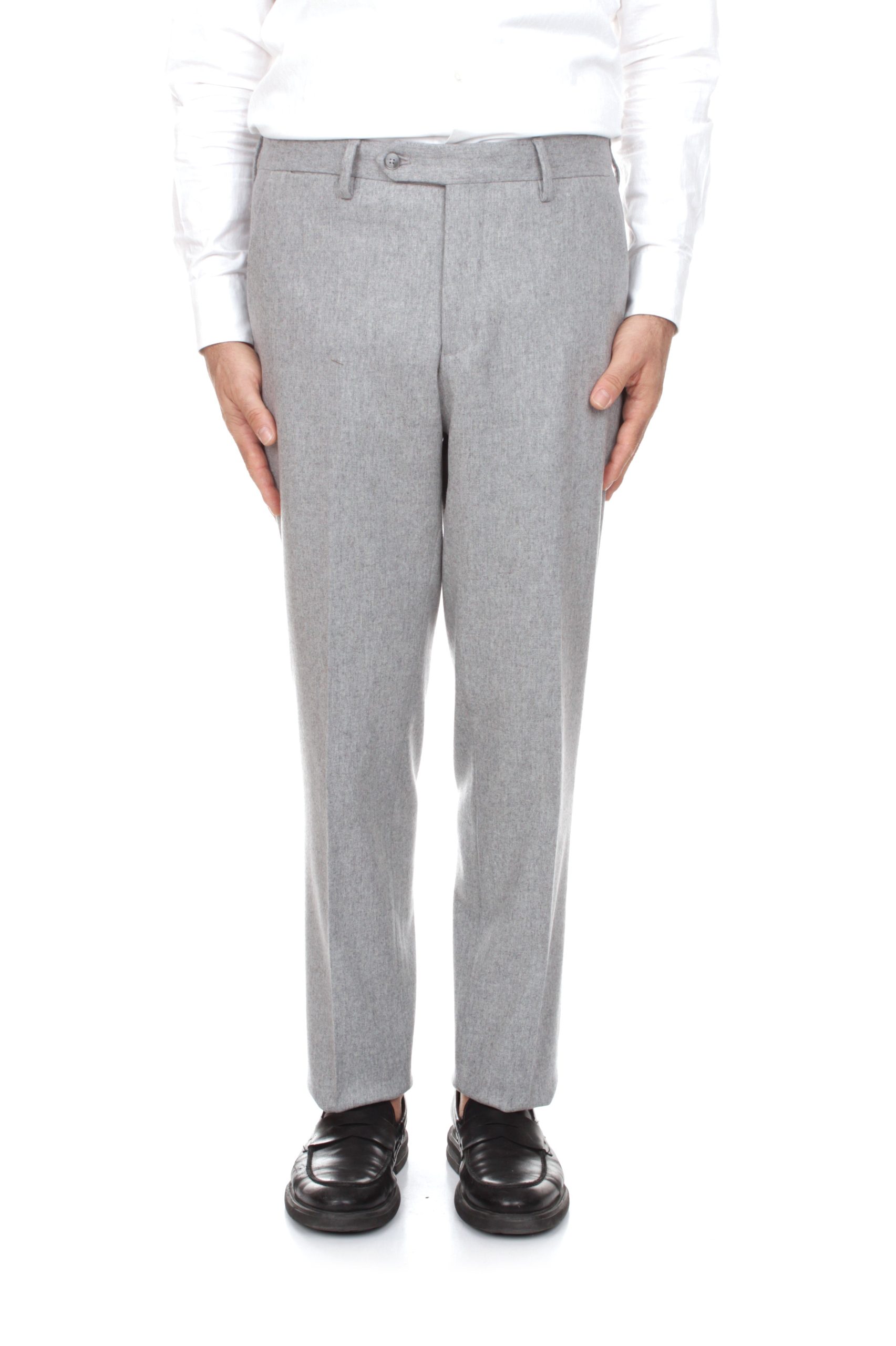 PANTALONI SLIM BRIGLIA 1949 NAVIGLIOS IN LANA E CASHMERE - ACCIAIO 40