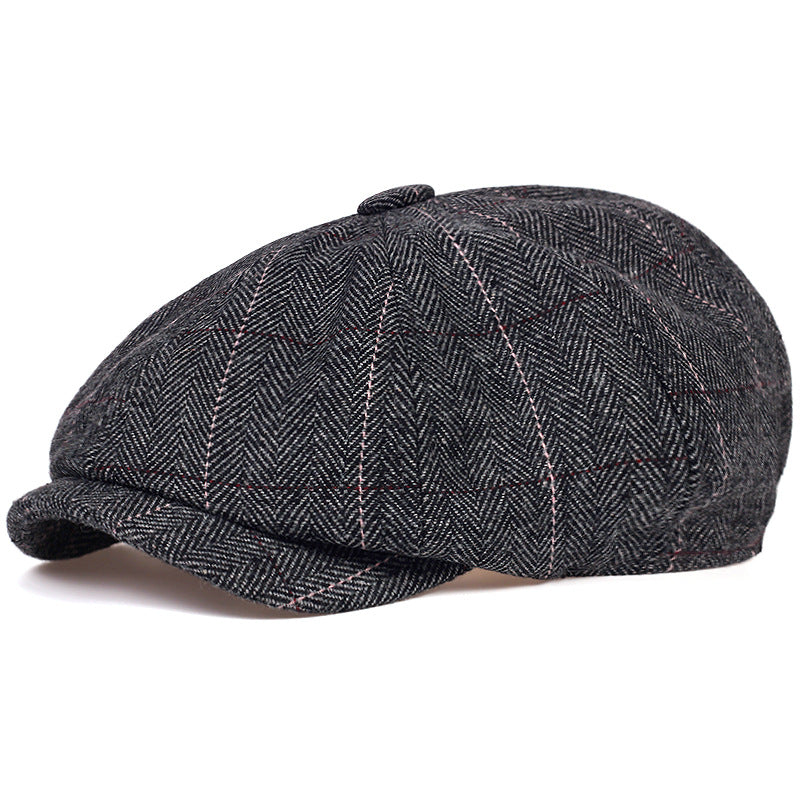 Cappello ottagonale in stile retrò in lana 58-60 cm