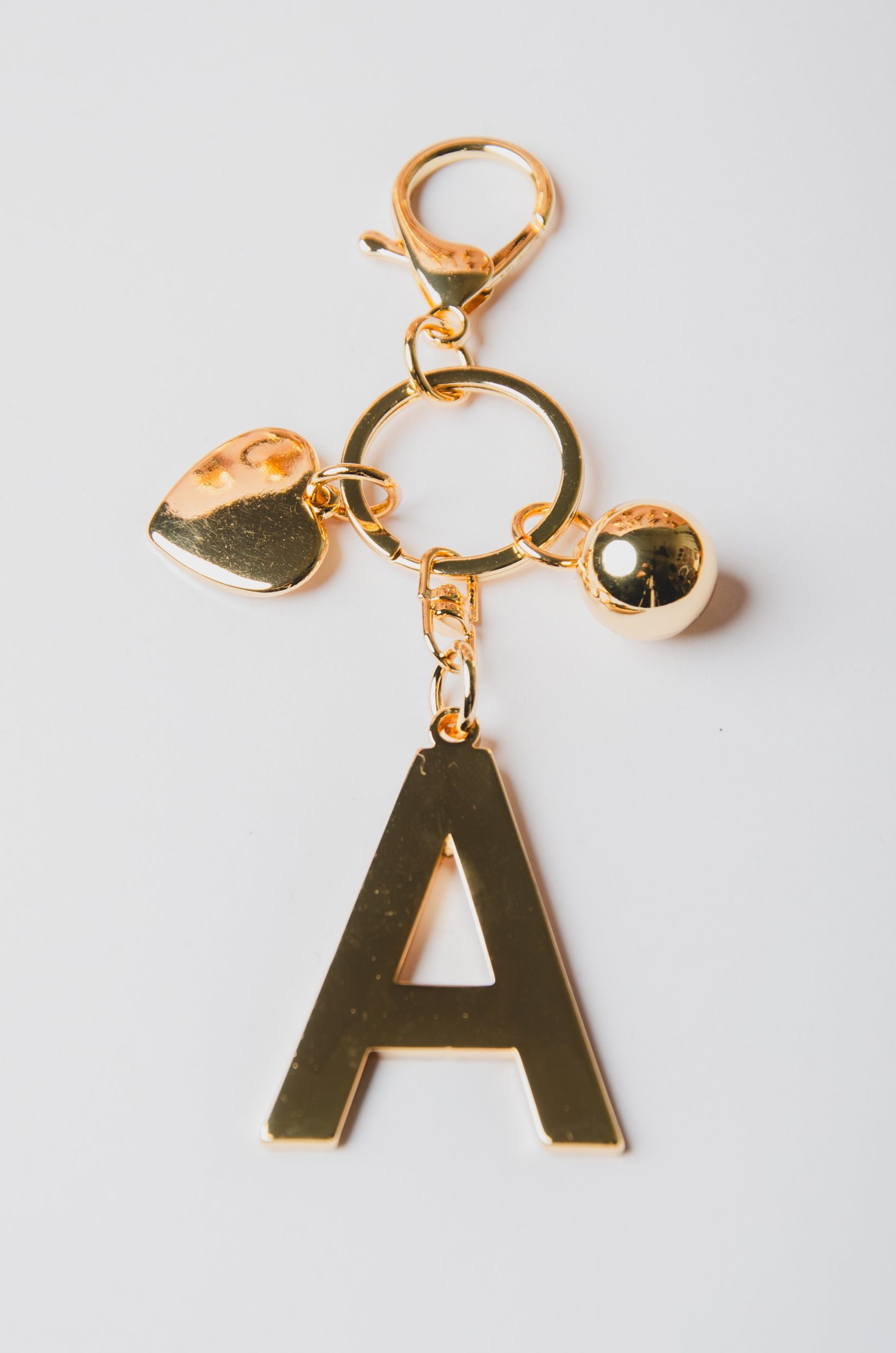 Portachiavi / Charms dorato per borsa con lettera iniziale A