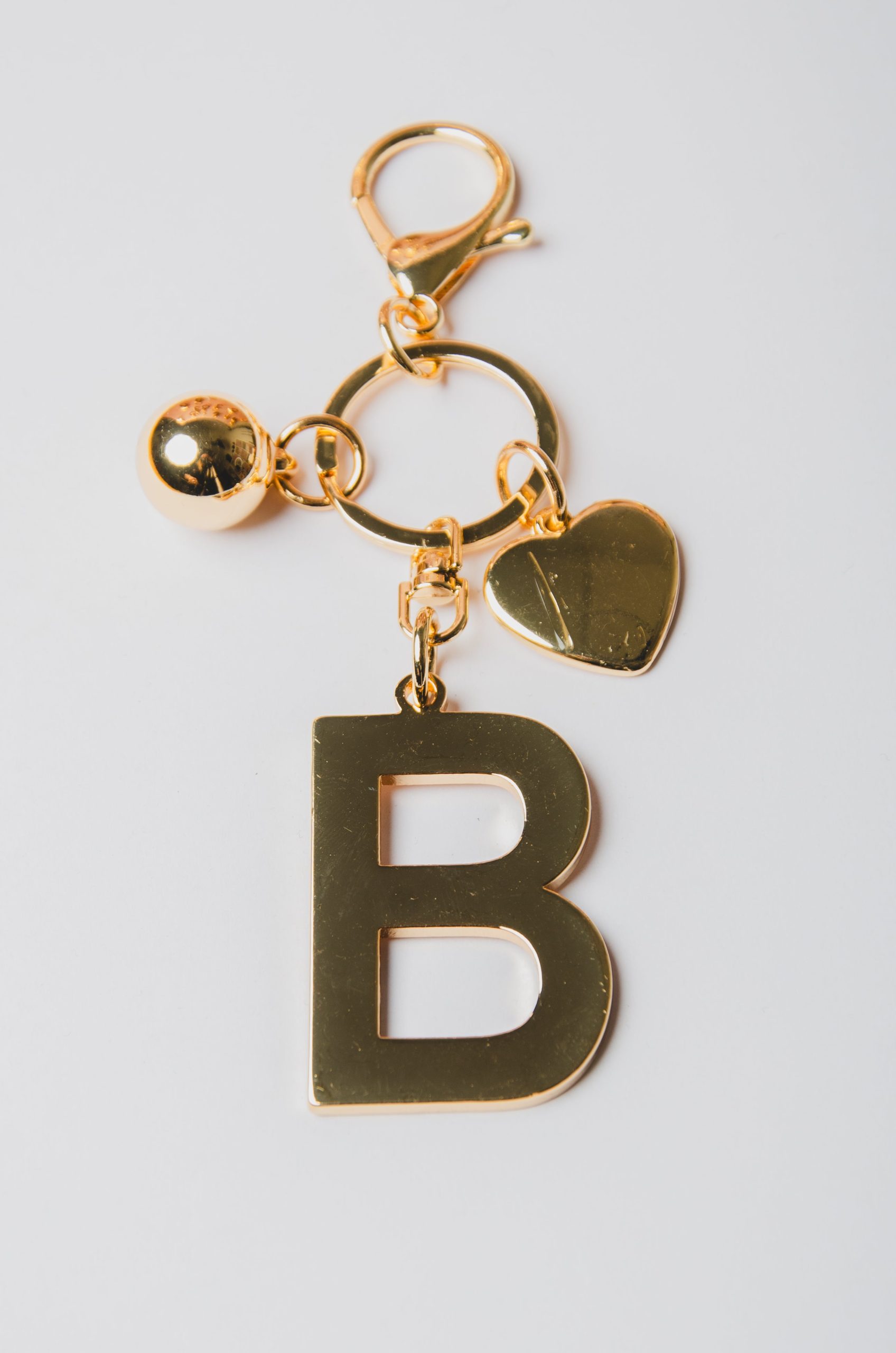 Portachiavi / Charms dorato per borsa con lettera iniziale B