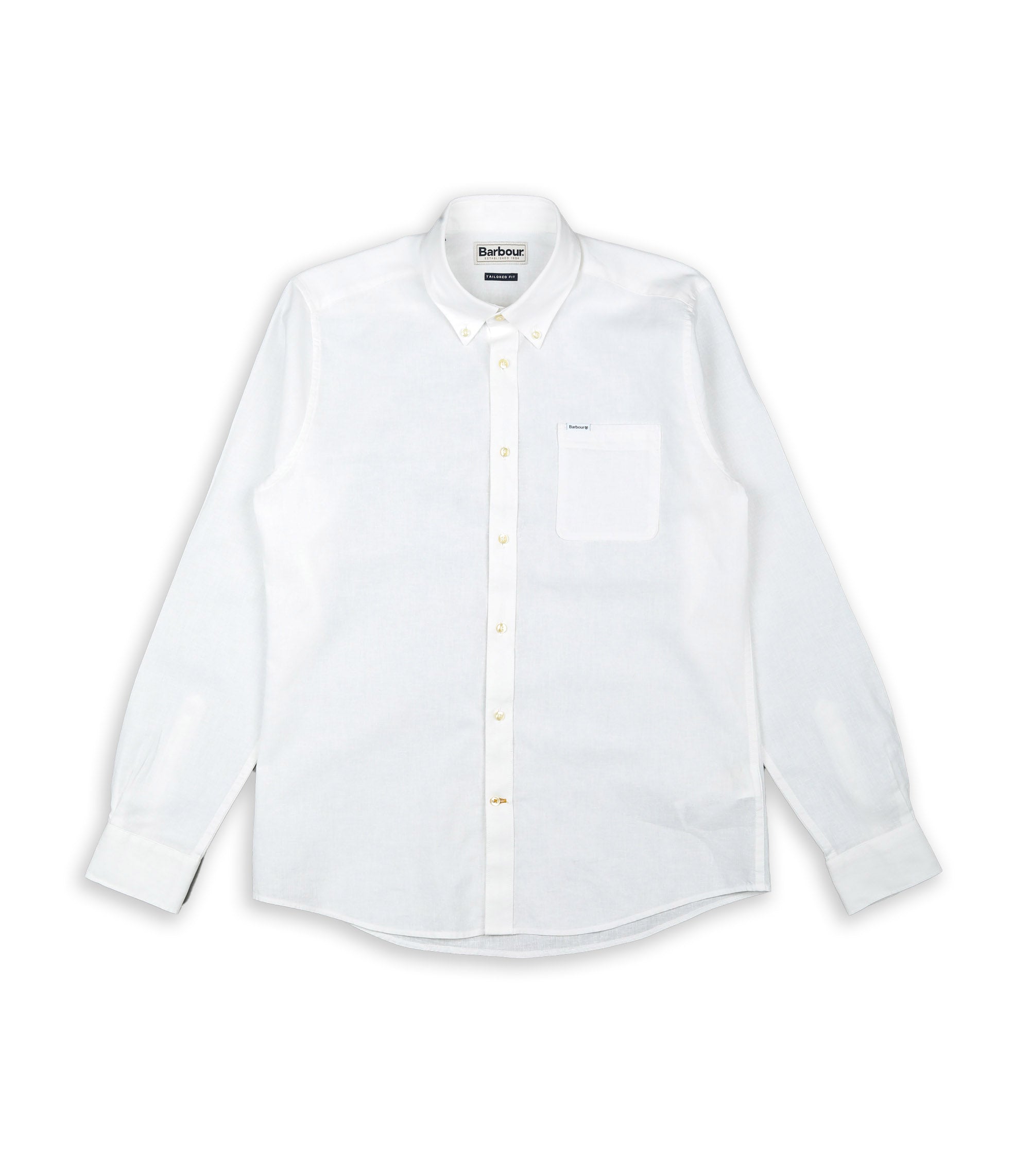 Barbour Camicia Lino Botton Down Bianco
