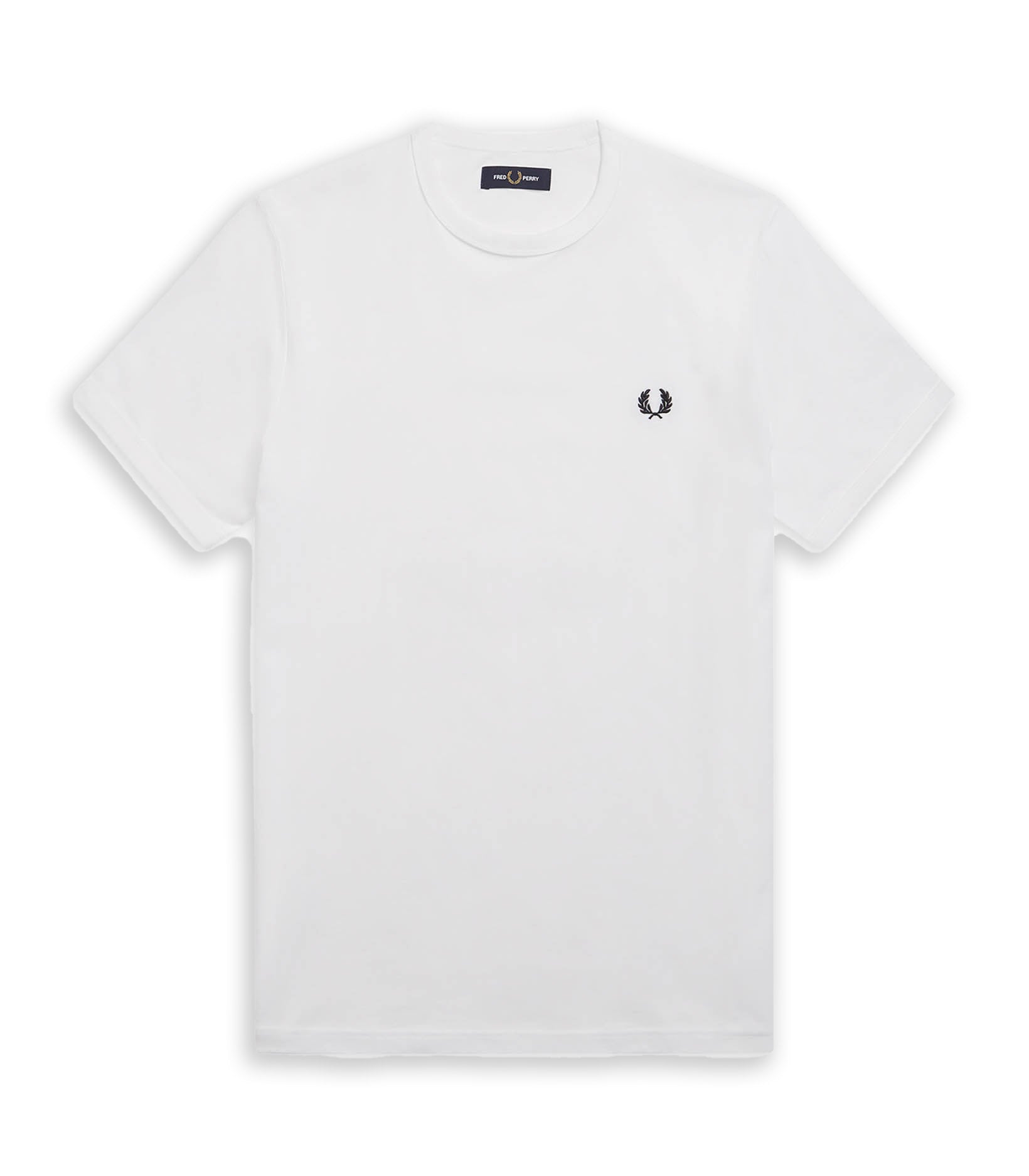 T-Shirt Fred Perry Ringer Logo Bianco Uomo