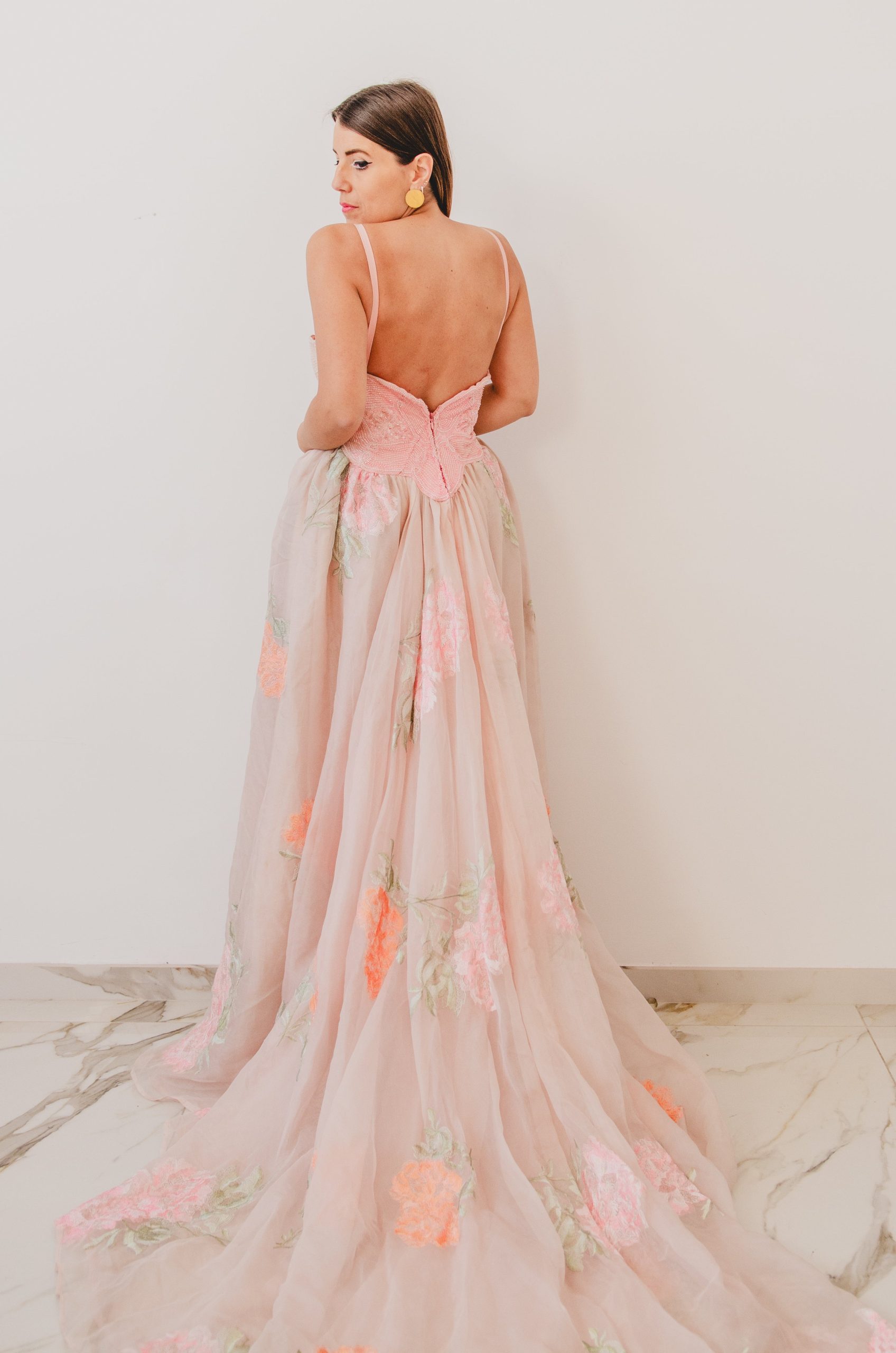 Abito Gai Mattiolo vintage rosa cipria in organza di seta