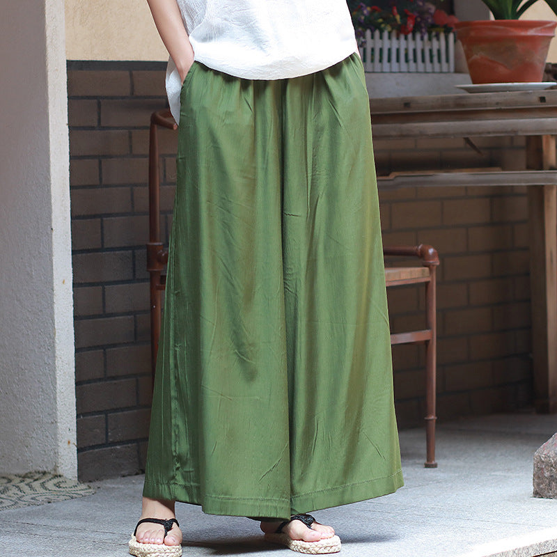 Pantalone in stile vintage largo e fresco da donna in seta