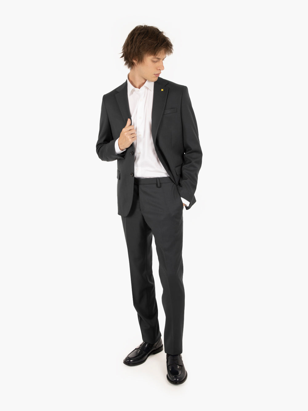 Abito slim in misto lana verde