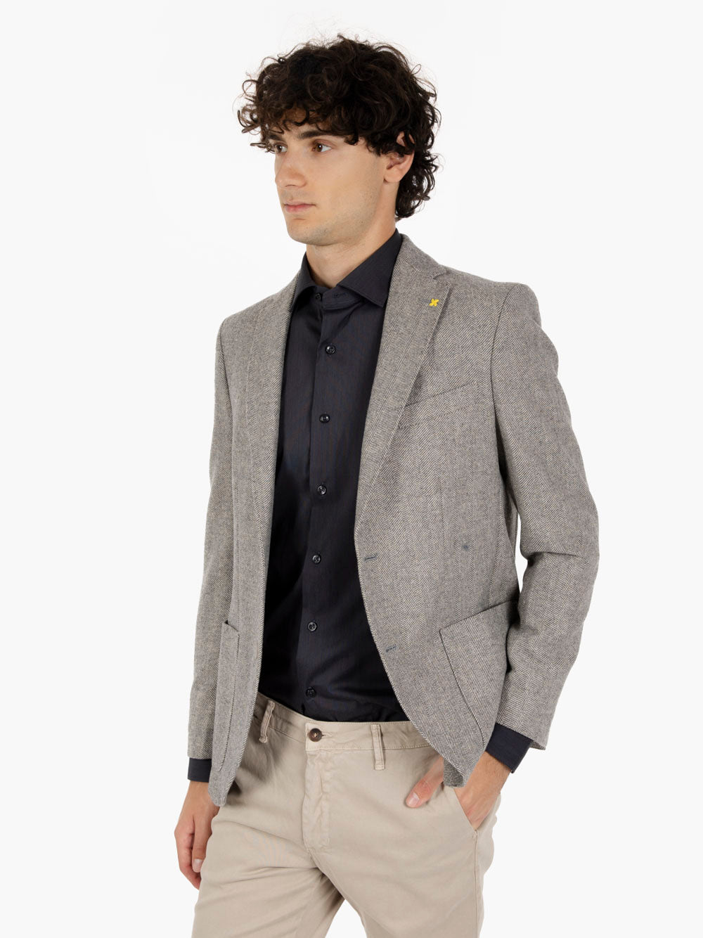 Blazer a spina di pesce grigio