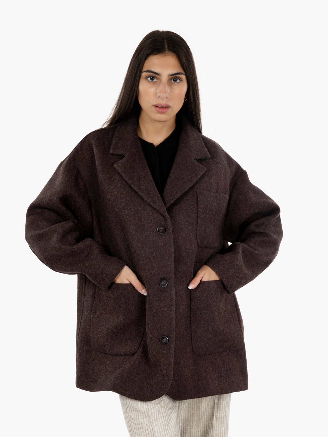 Caban coat double choco