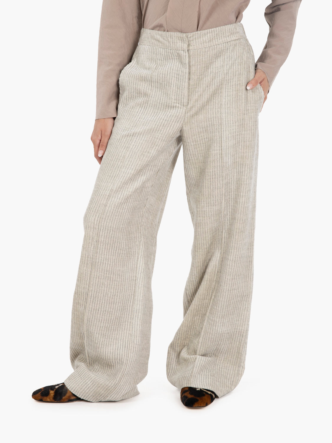 Pantaloni ampi velvet perla