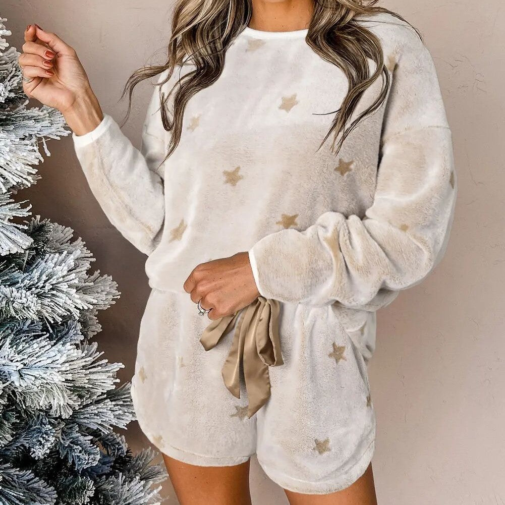 Pigiama da casa stelline casual in pile plush