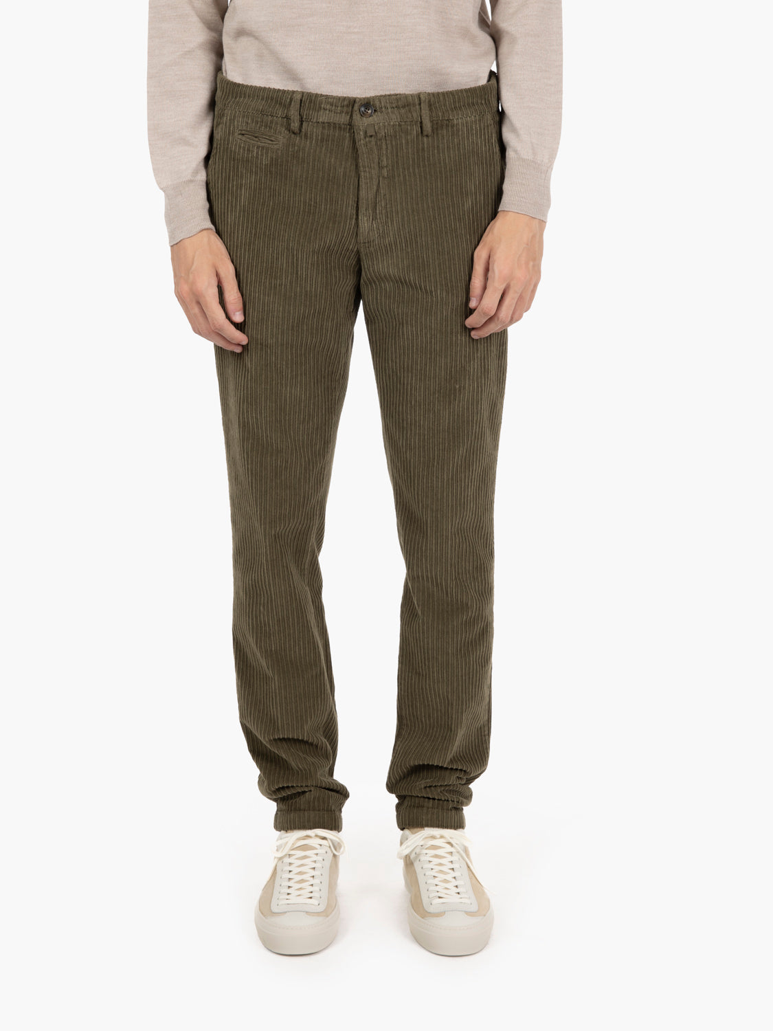 Pantaloni BG05 in cotone a coste verde