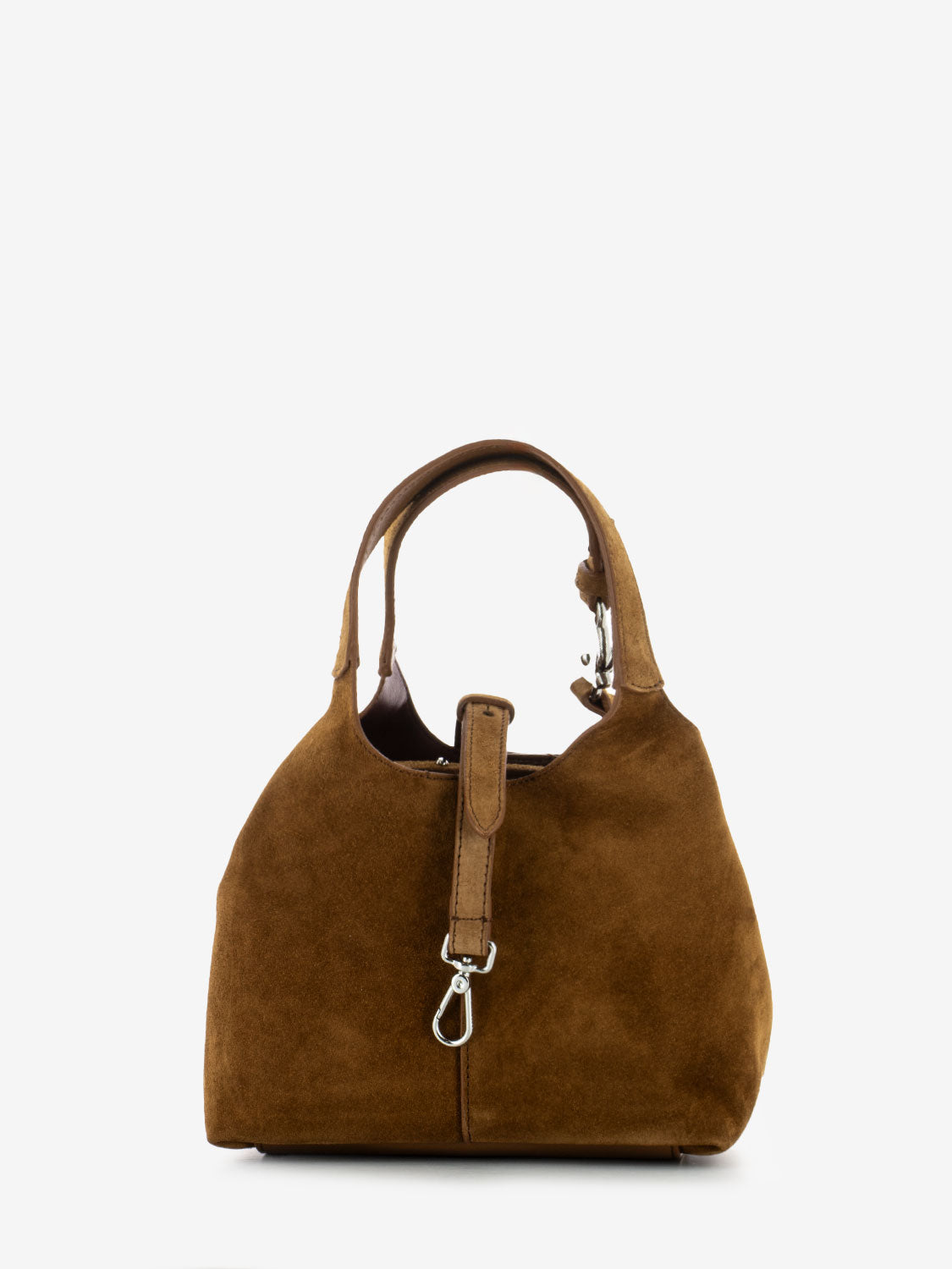 Borsa a mano in suede cognac