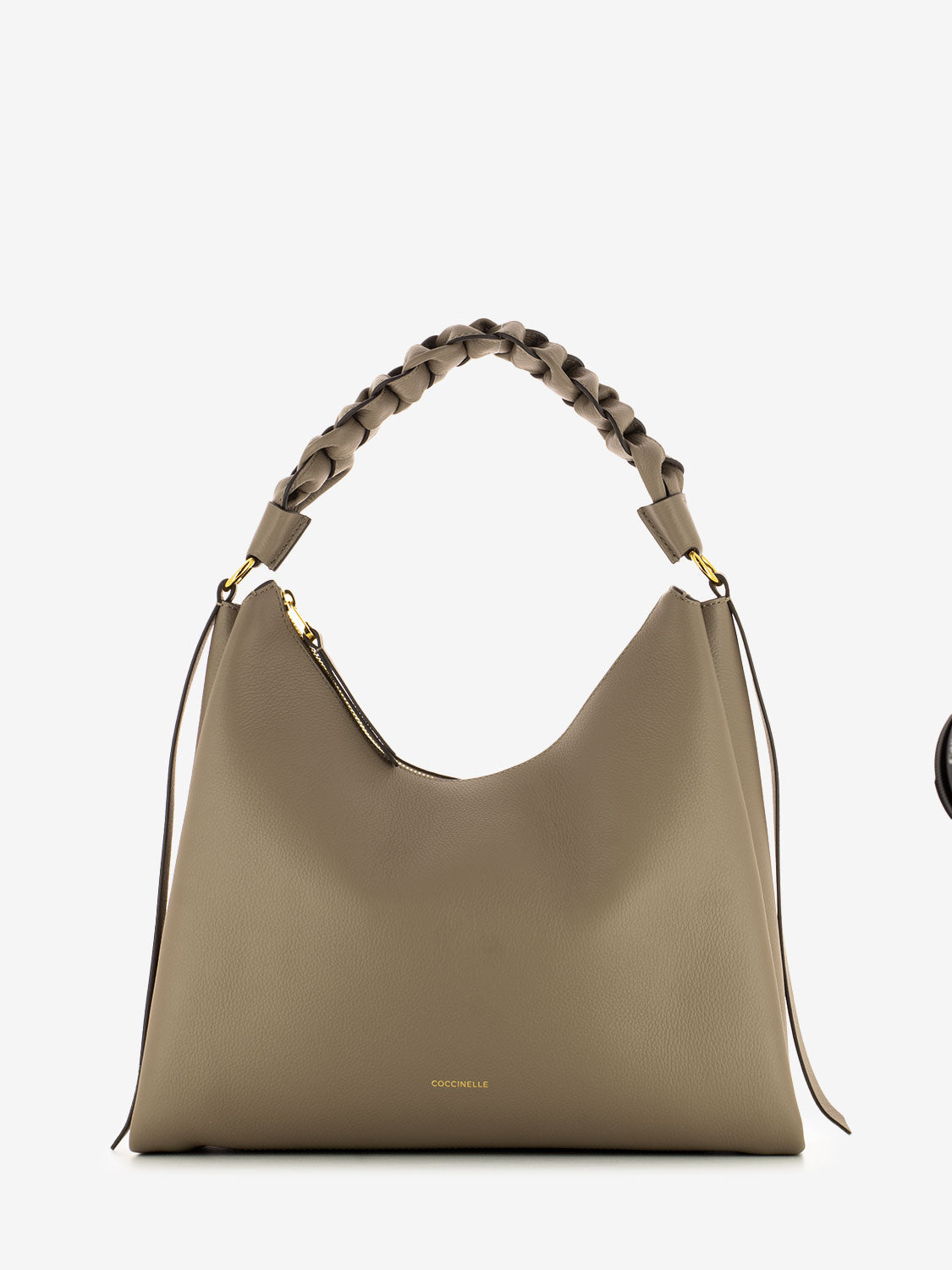 Borsa a spalla in pelle manico treccia marrone