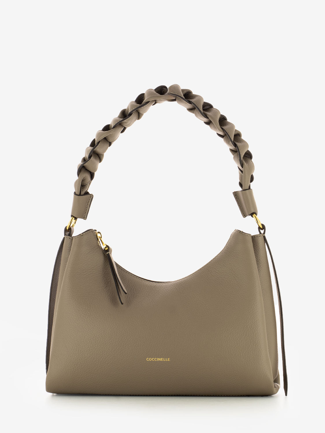 Handbag double grainy leather marrone