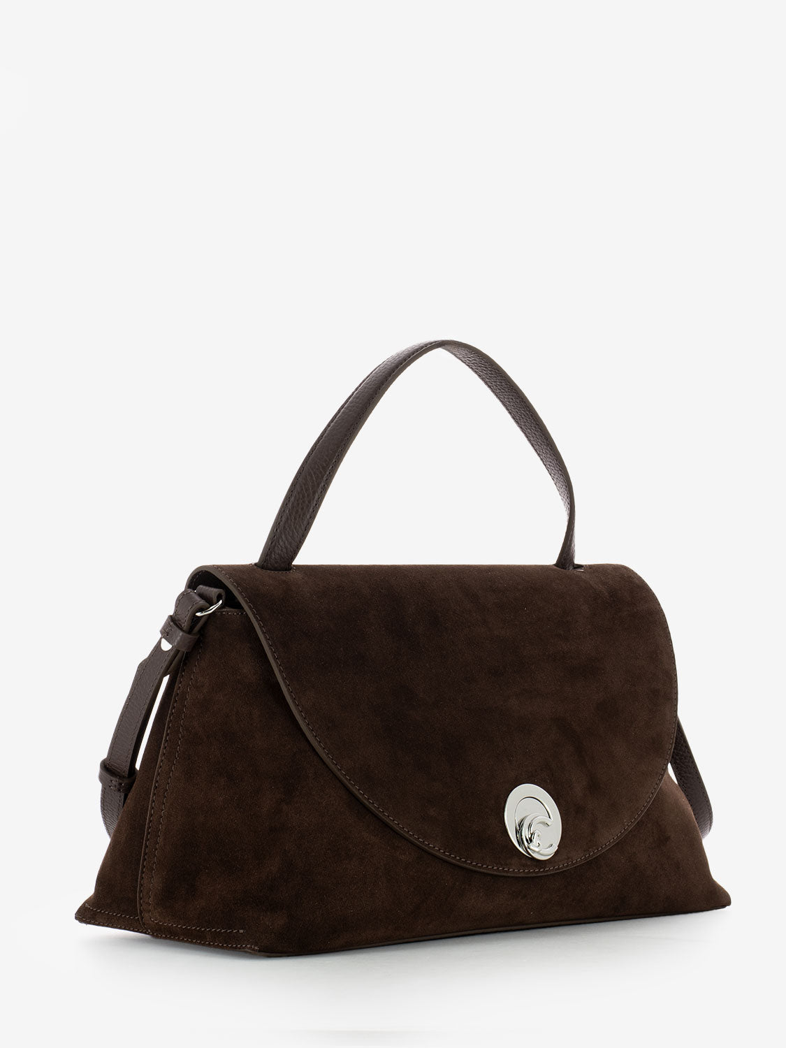 Handbag Nikla suede / leather grained brunette