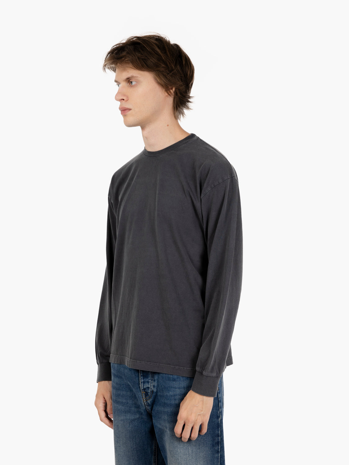Oversized organic LS T-shirt faded black