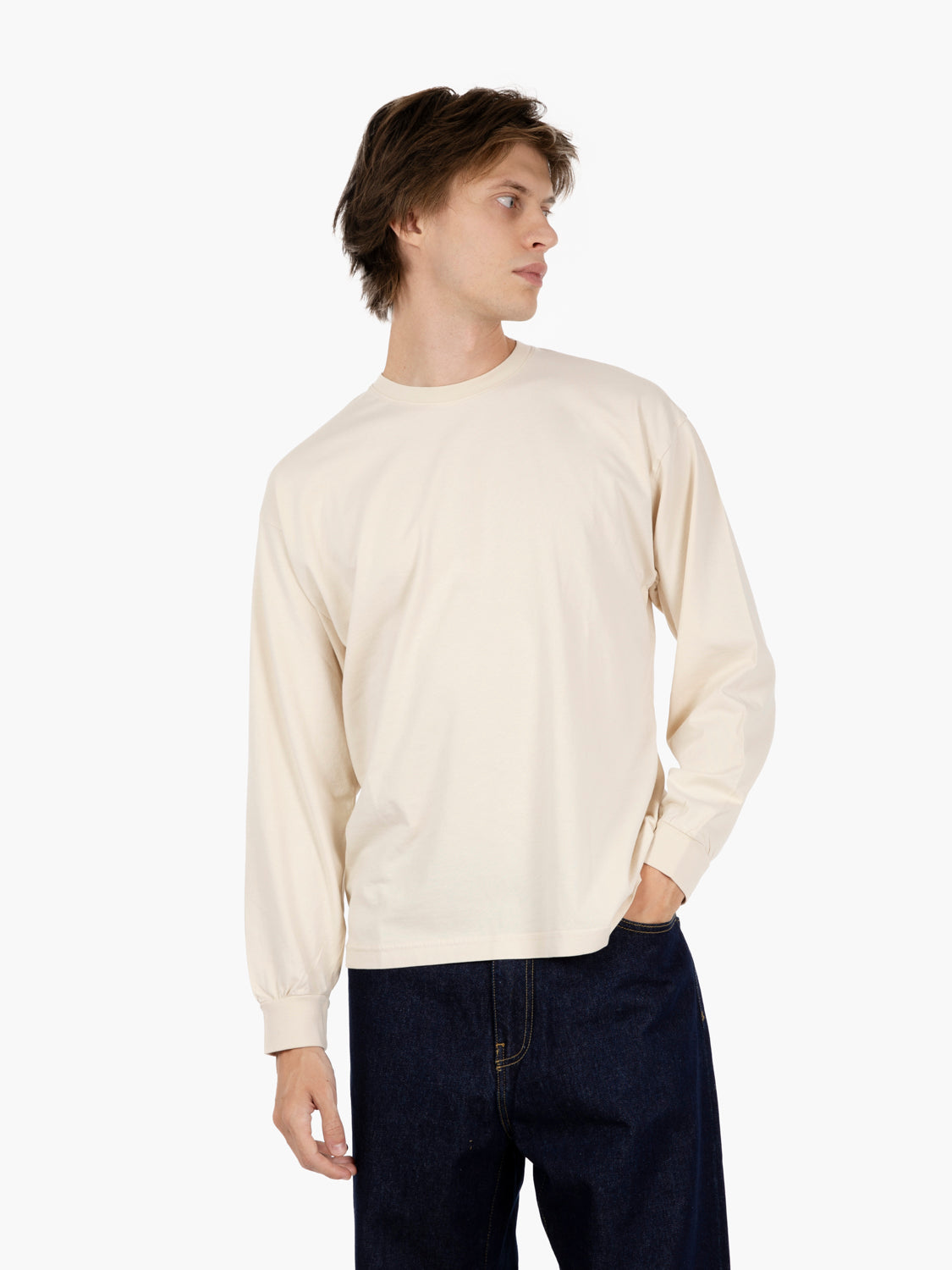Oversized organic LS T-shirt ivory white