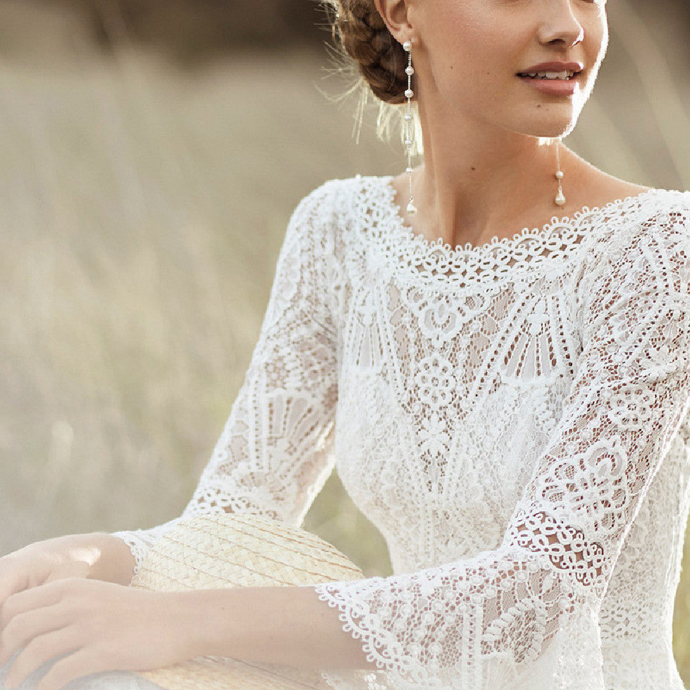 Abito da sposa a maniche lunghe boho chic