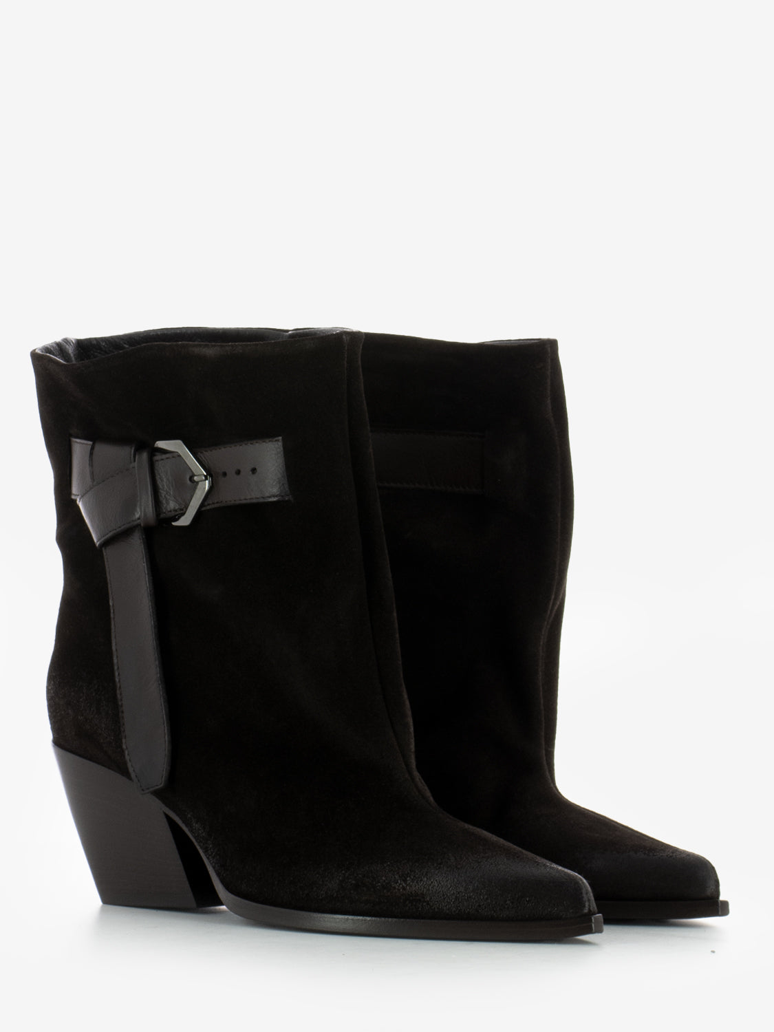 Tronchetto texano in camoscio ebano