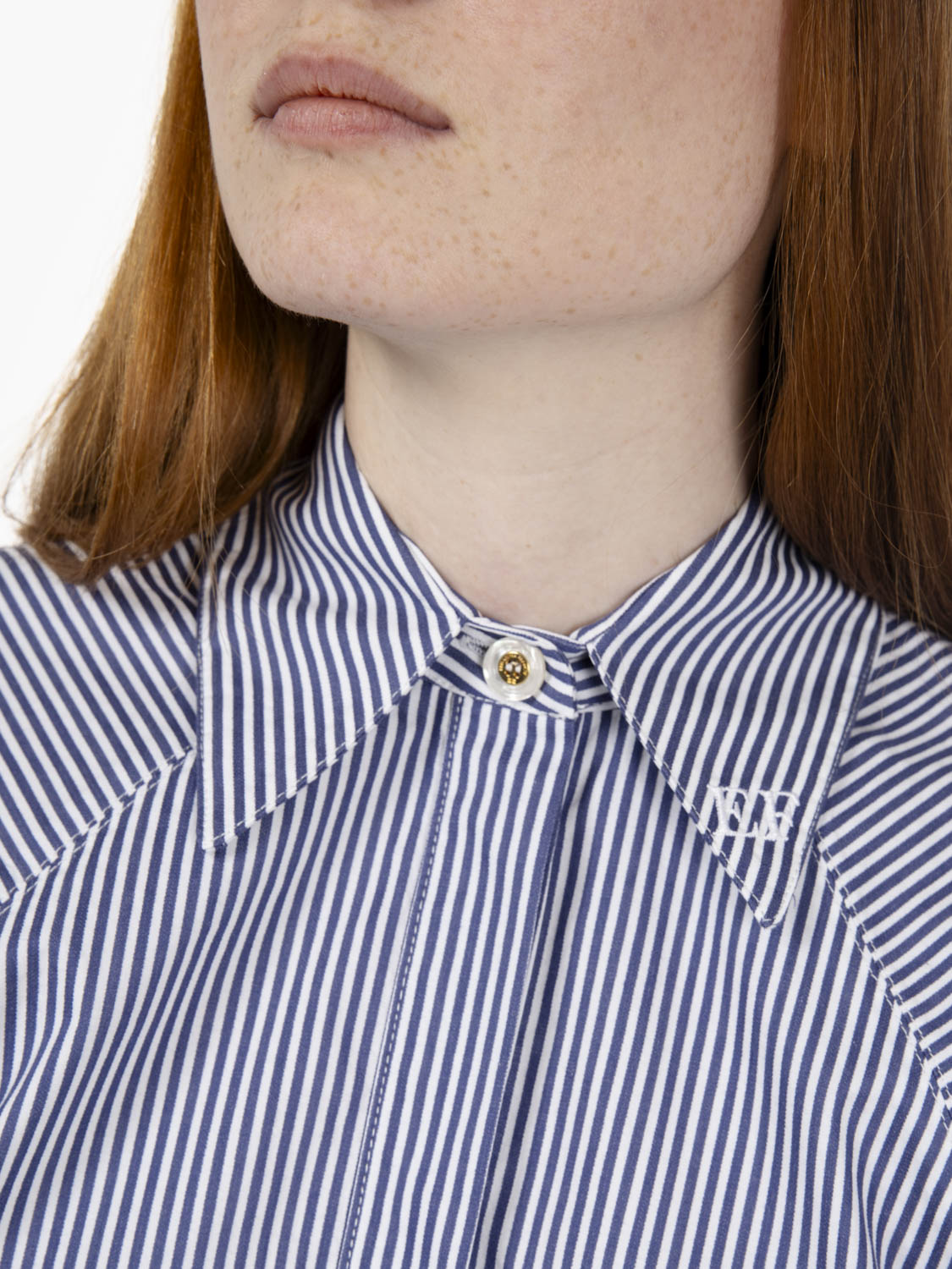 Camicia in popeline a righe blu / bianco