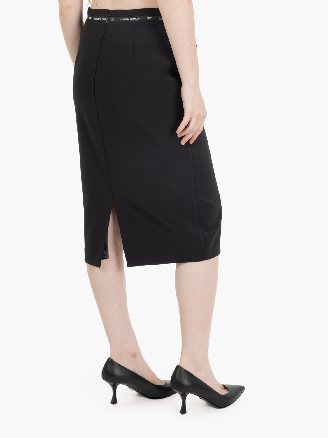 Gonna midi con logo nera