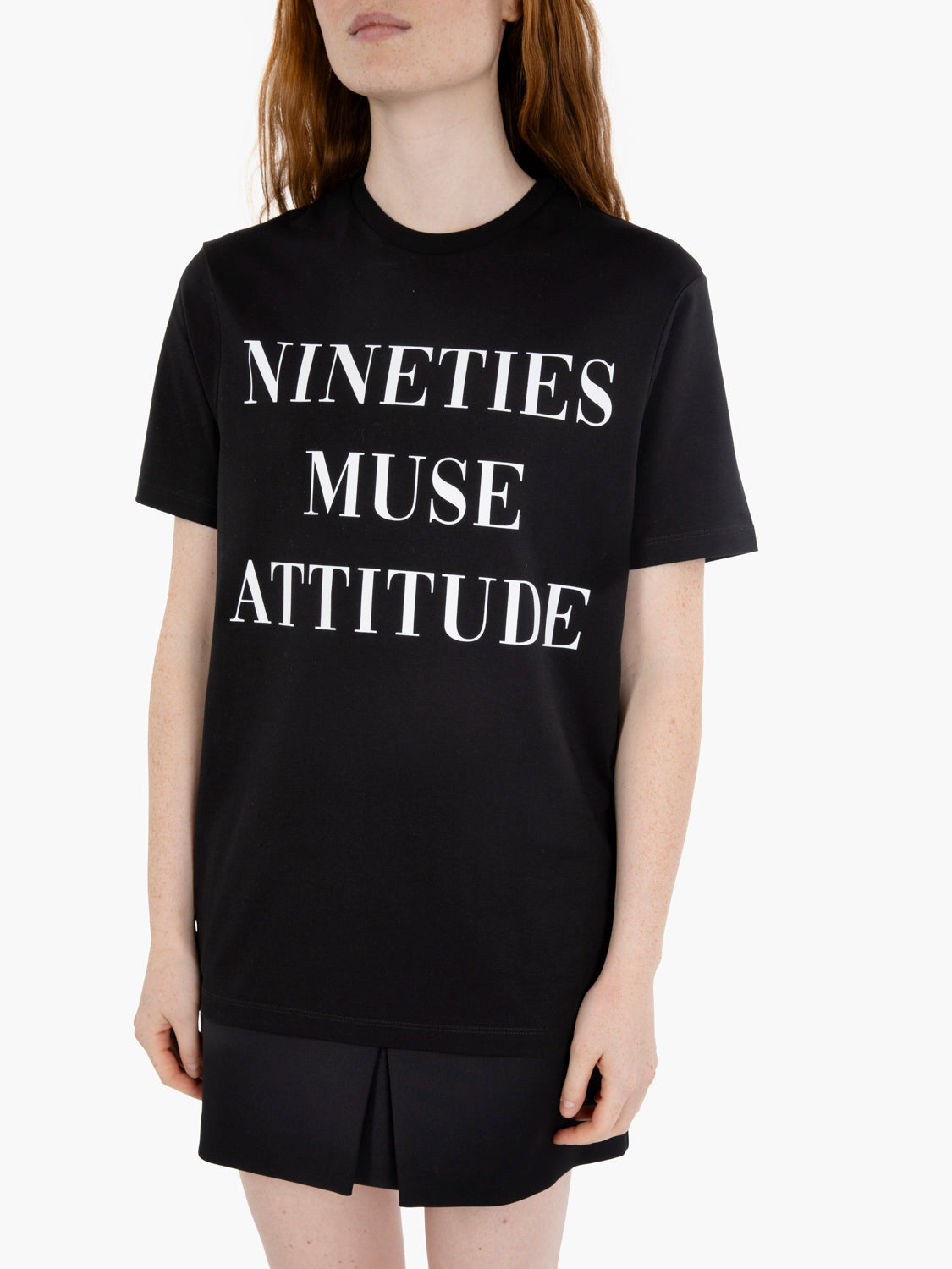 T-shirt in jersey di cotone con lettering nera