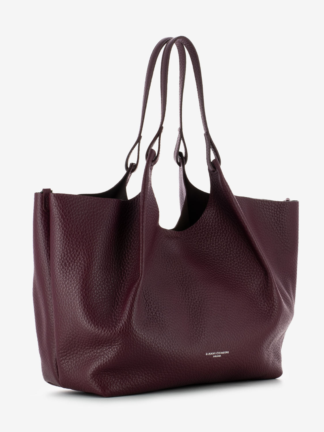 Borsa Dua large in pelle wine berry / testa di moro