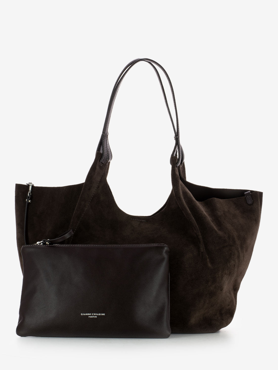 Borsa Dua large in suede moka